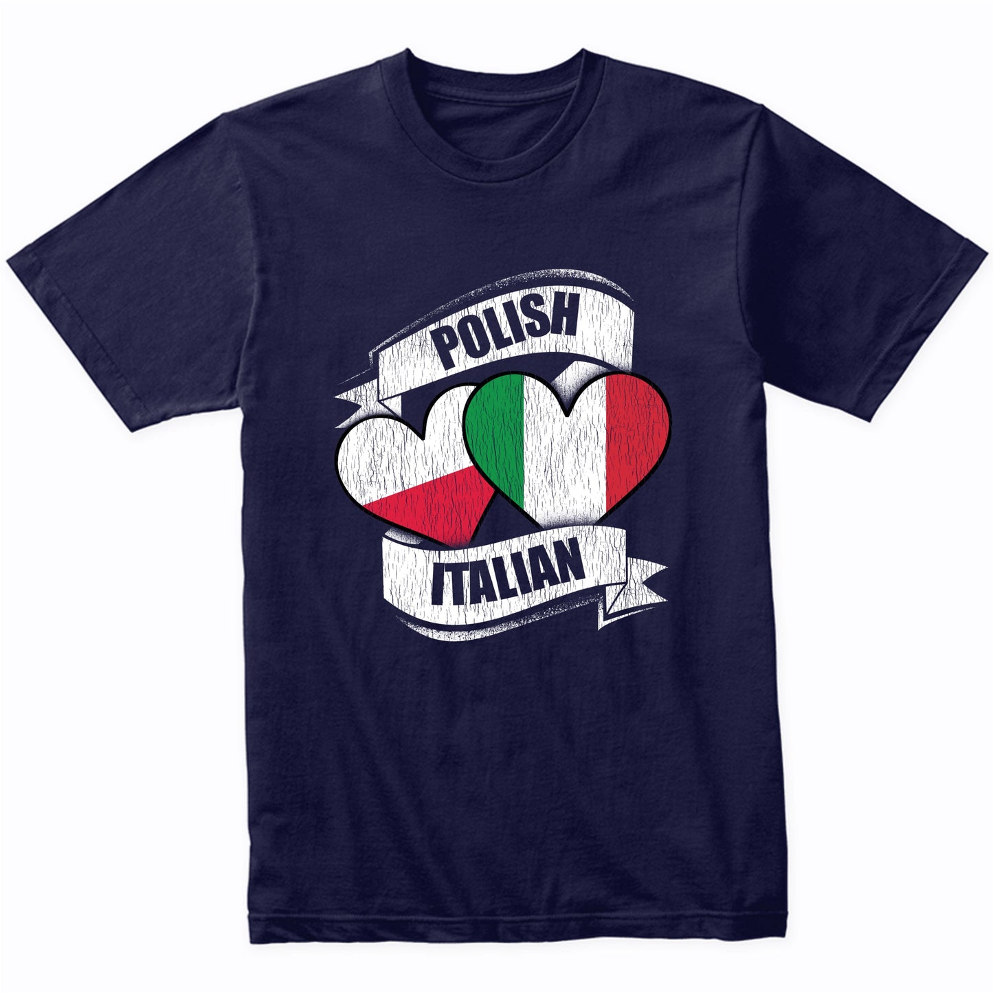 Polish Italian Hearts Poland Italy Flags T-Shirt