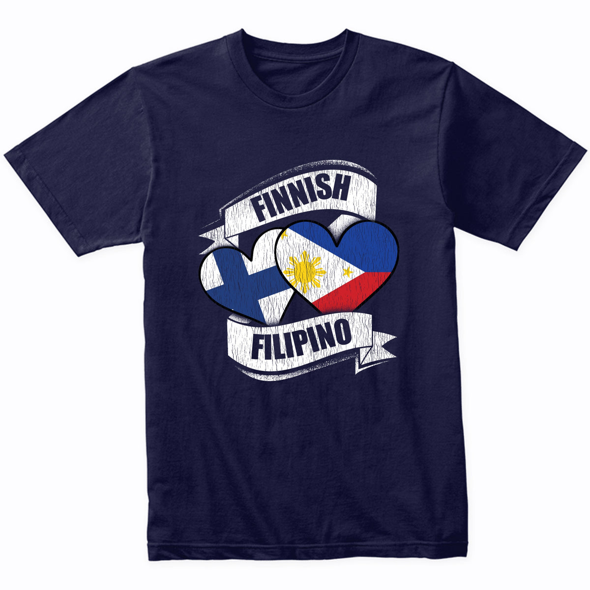 Finnish Filipino Hearts Finland Philippines Flags T-Shirt