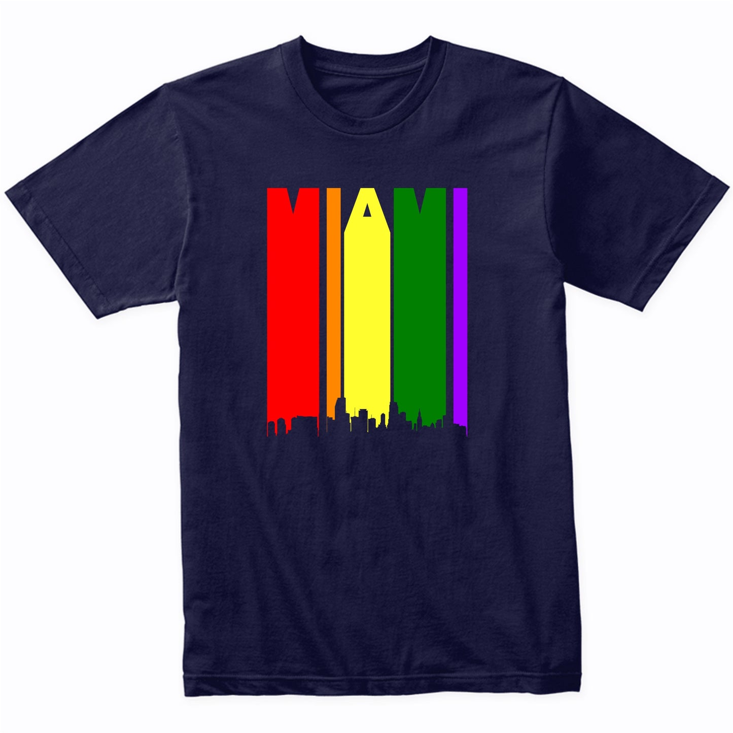 Miami Florida Downtown Rainbow Skyline LGBT Gay Pride Shirt