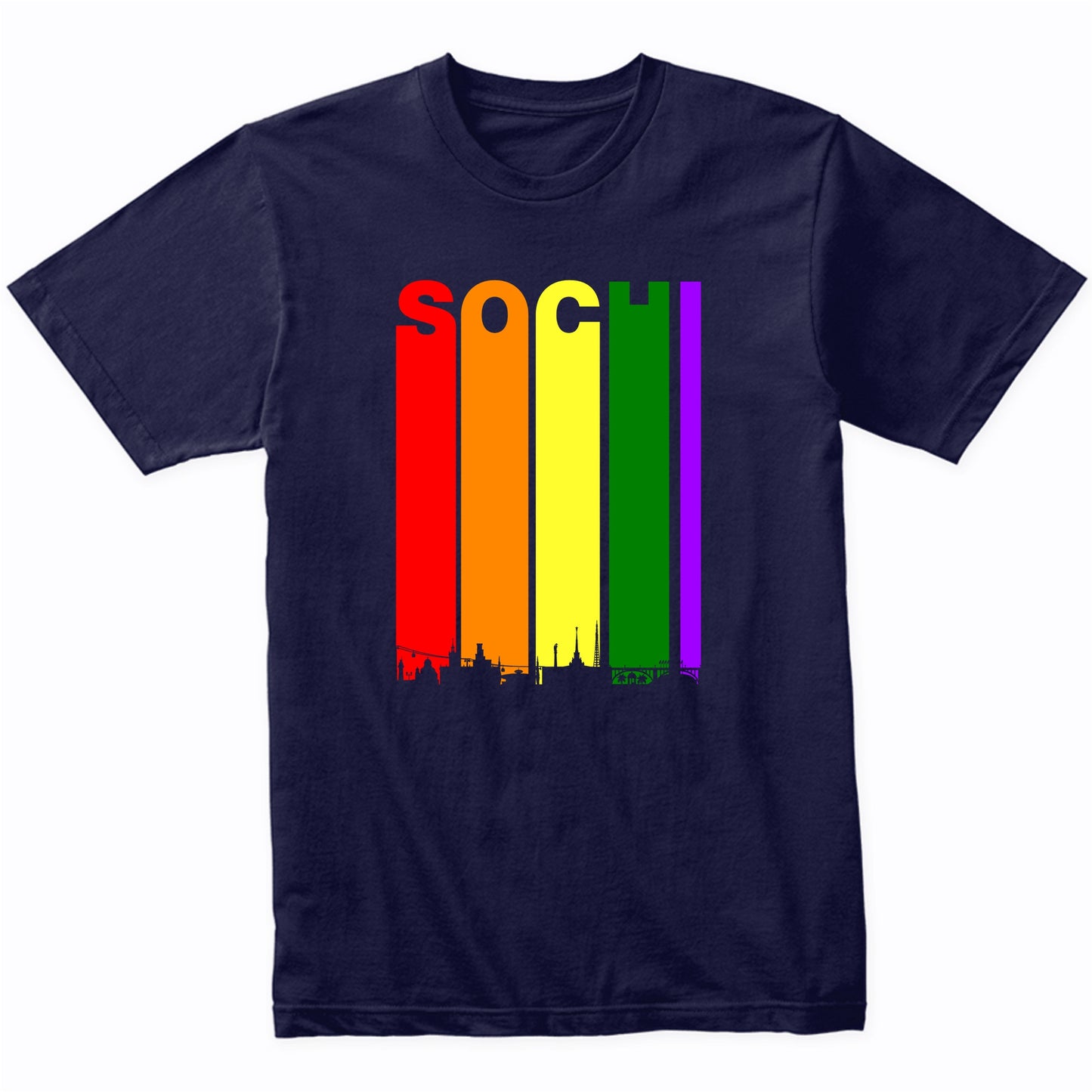 Sochi Russia Downtown Rainbow Skyline LGBT Gay Pride T-Shirt