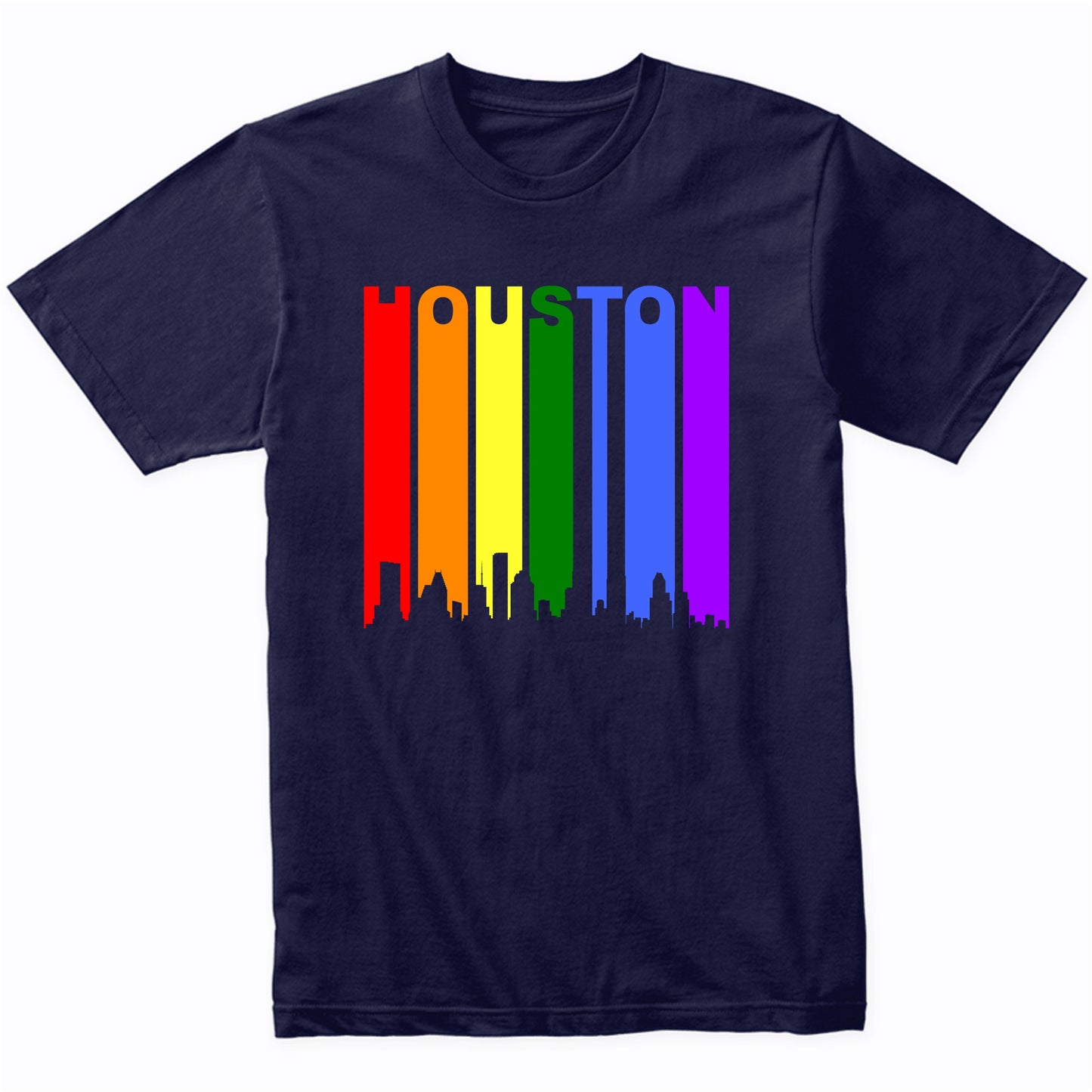 Houston Texas Downtown Rainbow Skyline LGBT Gay Pride Shirt