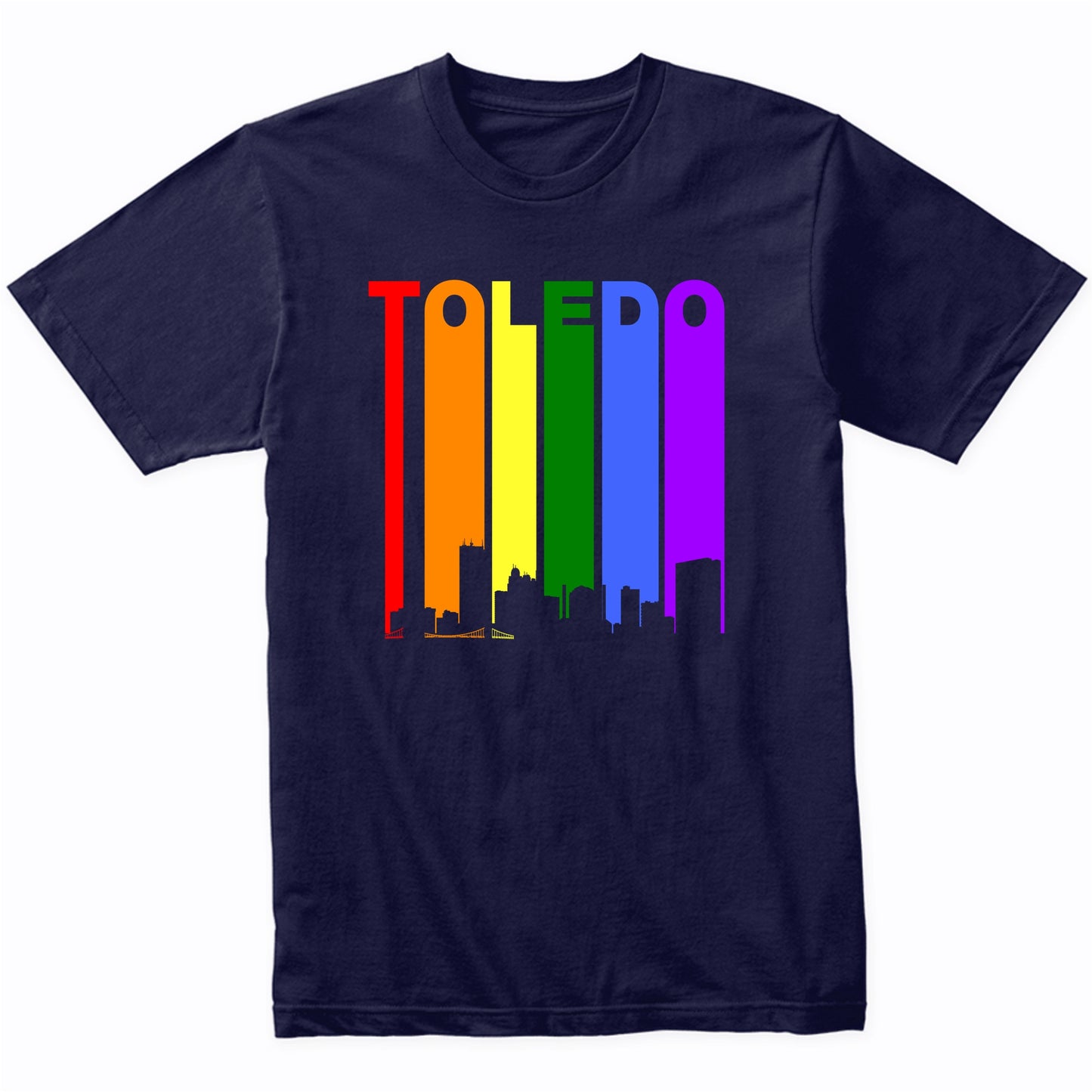 Toledo Ohio Downtown Rainbow Skyline LGBT Gay Pride T-Shirt