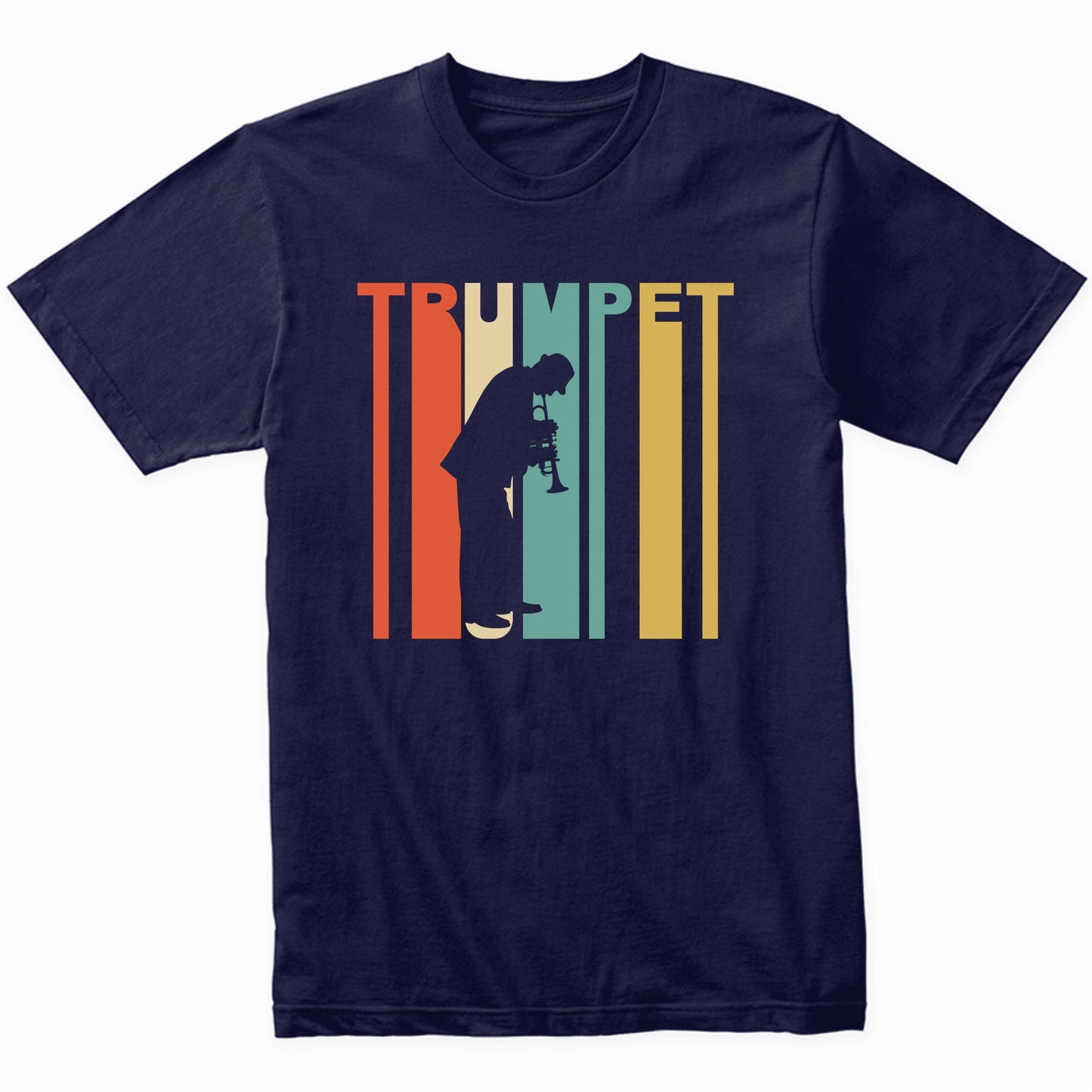 Retro 1970's Style Trumpet Player Silhouette Music T-Shirt