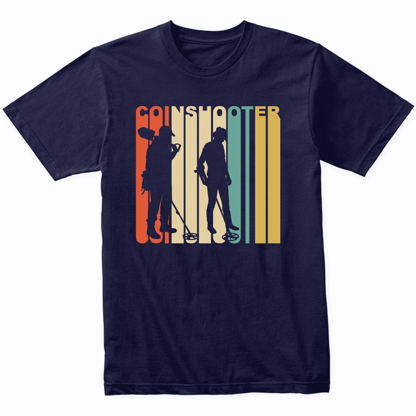 Retro 1970's Coinshooter Silhouette Metal Detecting T-Shirt