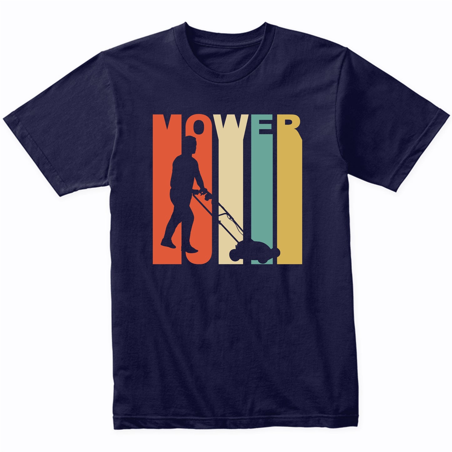 Retro 1970's Style Lawnmower Silhouette Grass Cutting Shirt