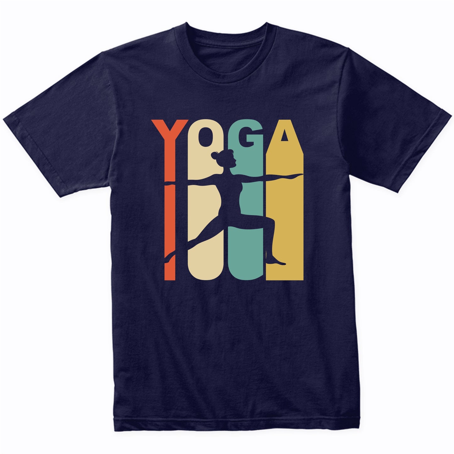 Vintage Style Warrior Two Yoga Pose Silhouette Retro T-Shirt