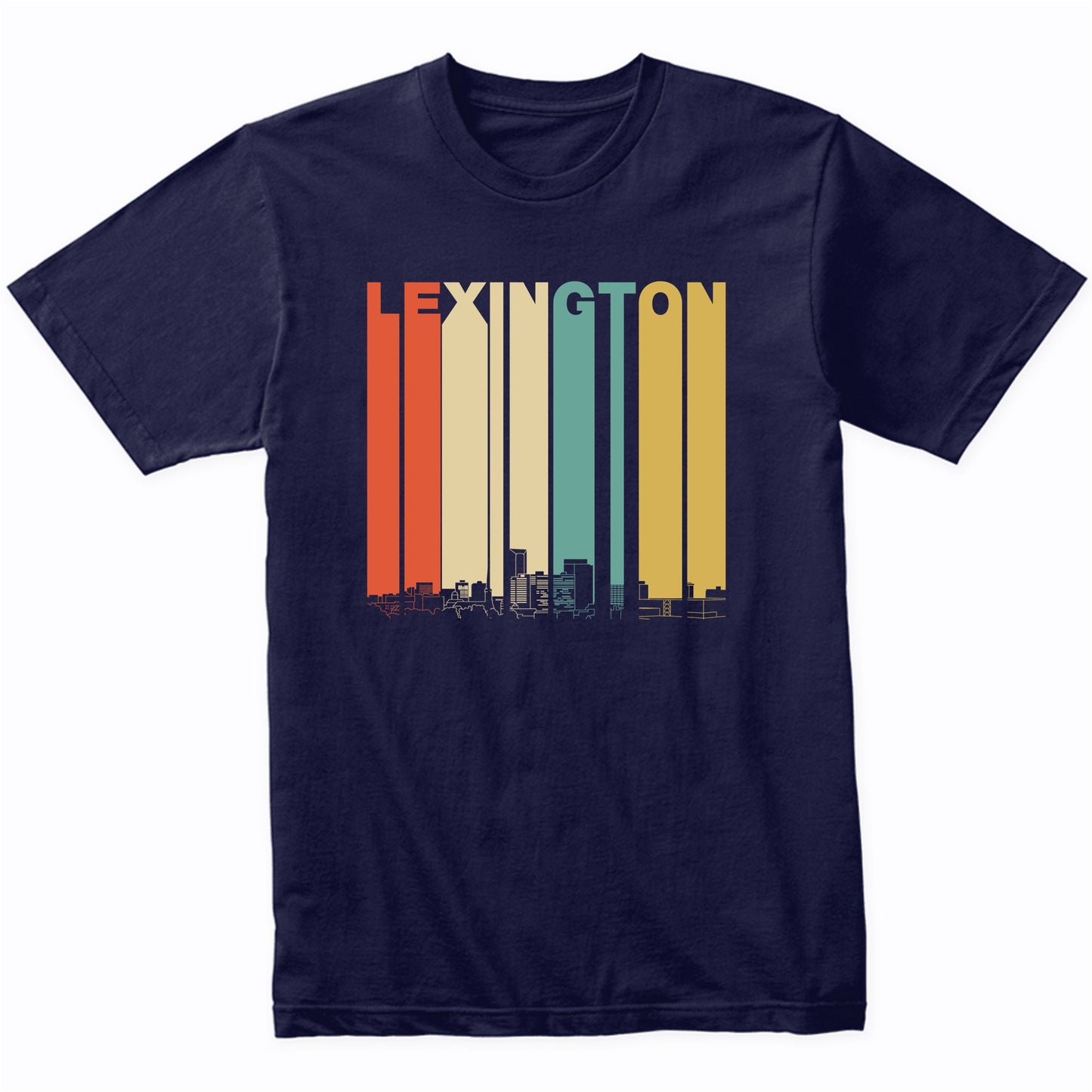Vintage 1970's Style Lexington Kentucky Skyline T-Shirt