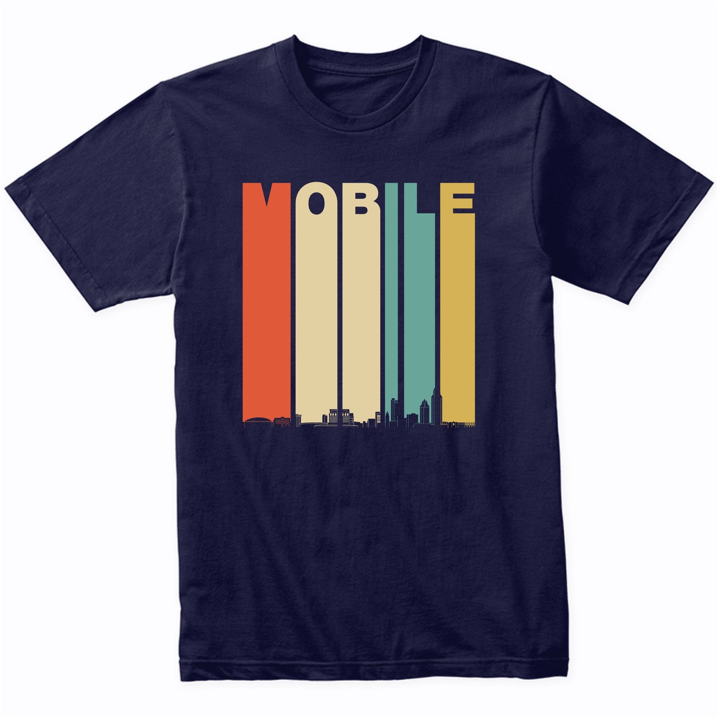 Vintage 1970's Style Mobile Alabama Skyline T-Shirt