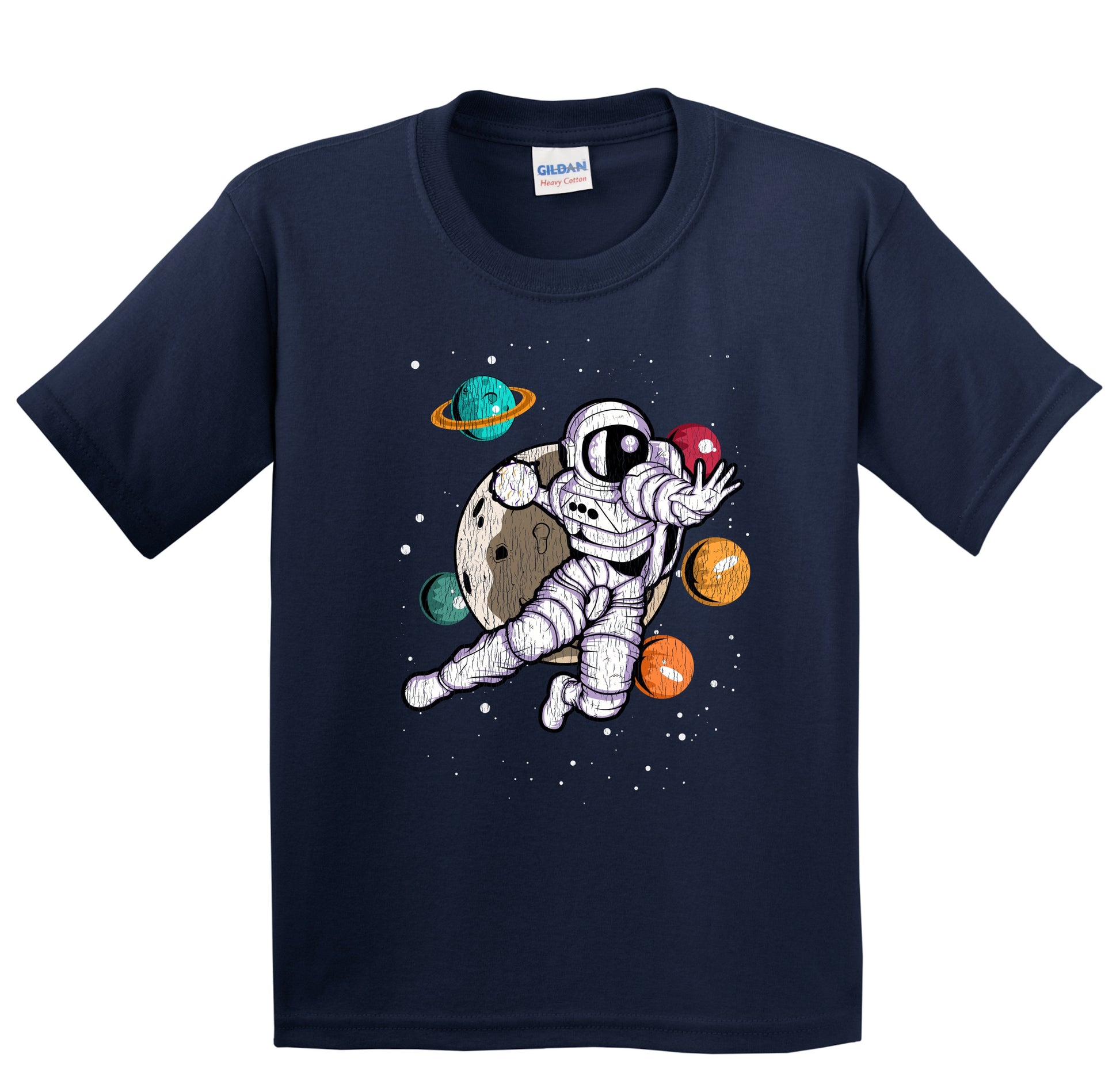 Handball Astronaut Outer Space Spaceman Distressed Youth T-Shirt