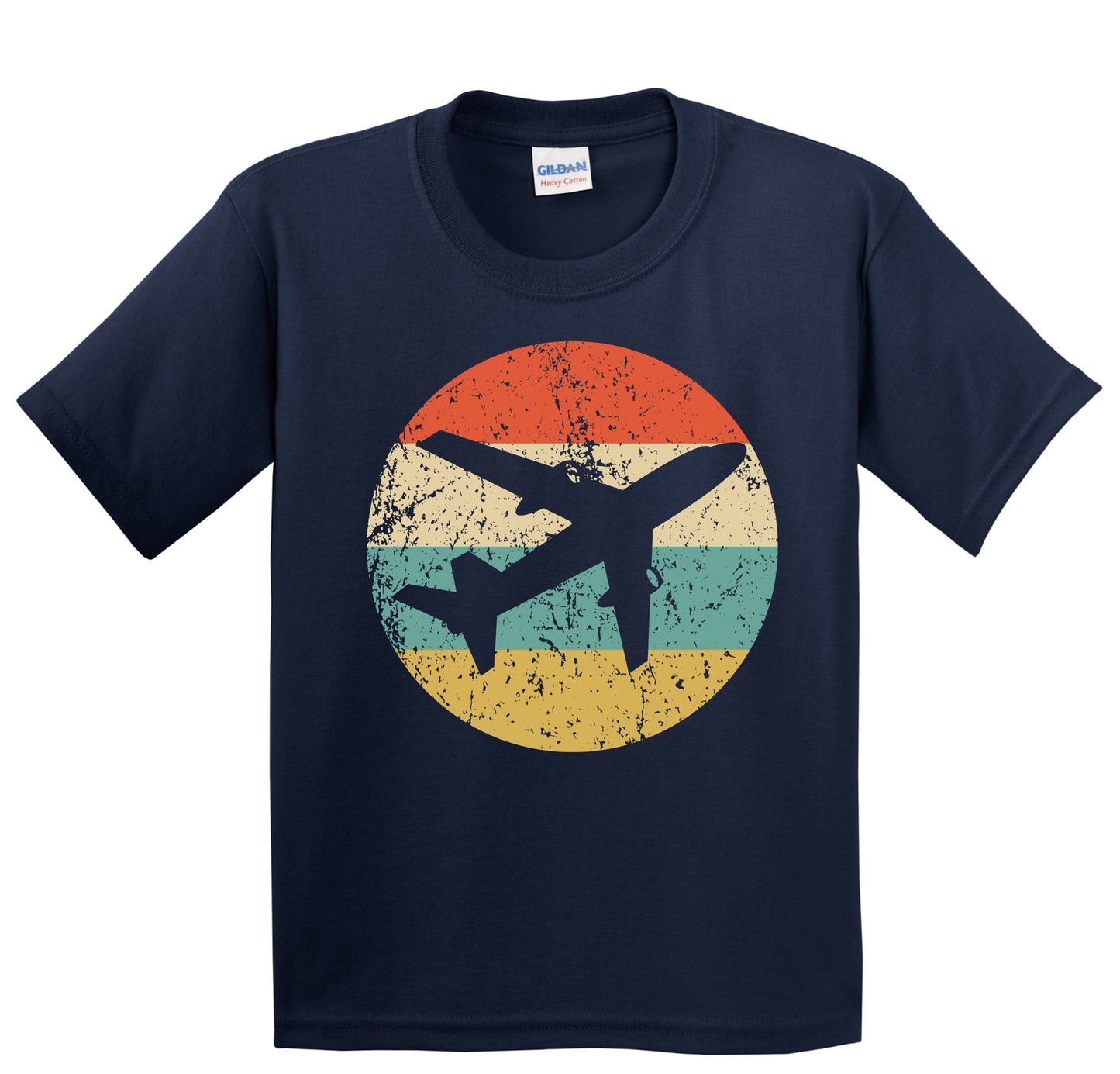 Airplane Silhouette Retro Pilot Youth T-Shirt