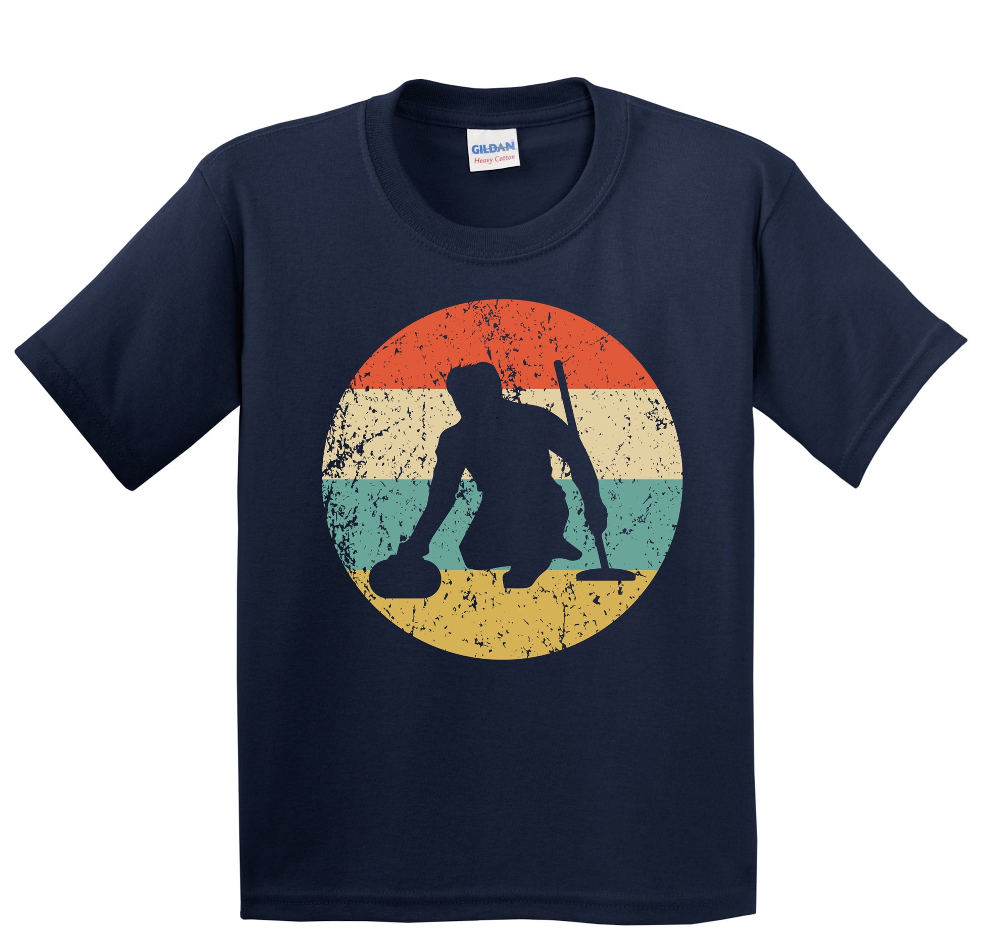 Curler Curling Silhouette Retro Sports Youth T-Shirt