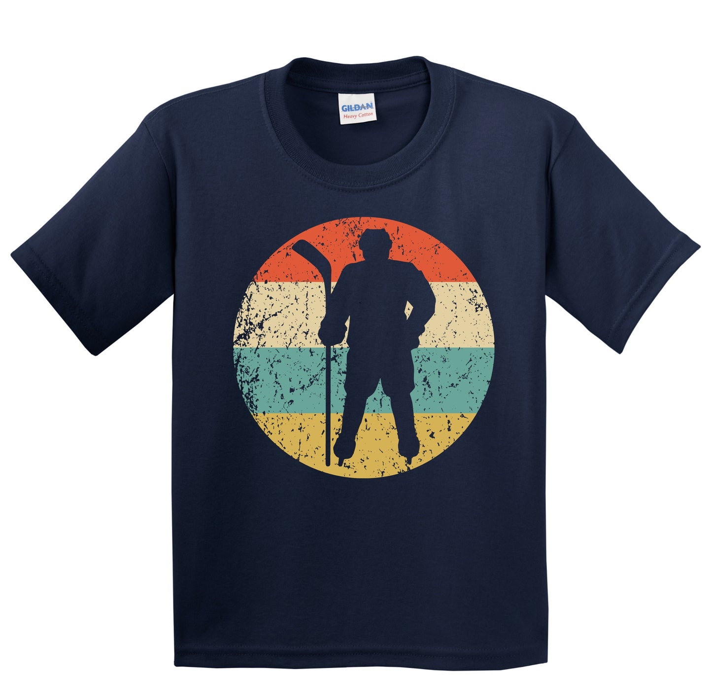 Hockey Player Silhouette Retro Sports Youth T-Shirt