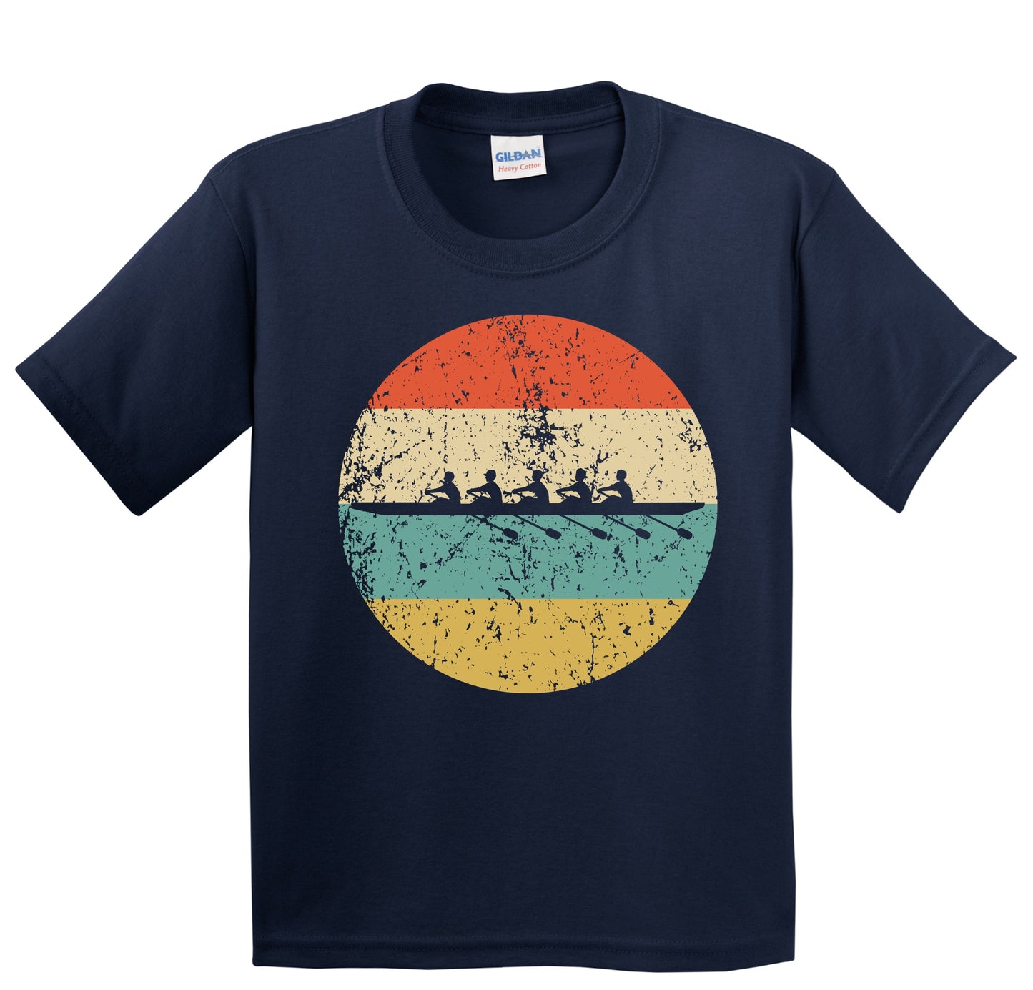 Crew Boat Rowing Silhouette Retro Sports Youth T-Shirt