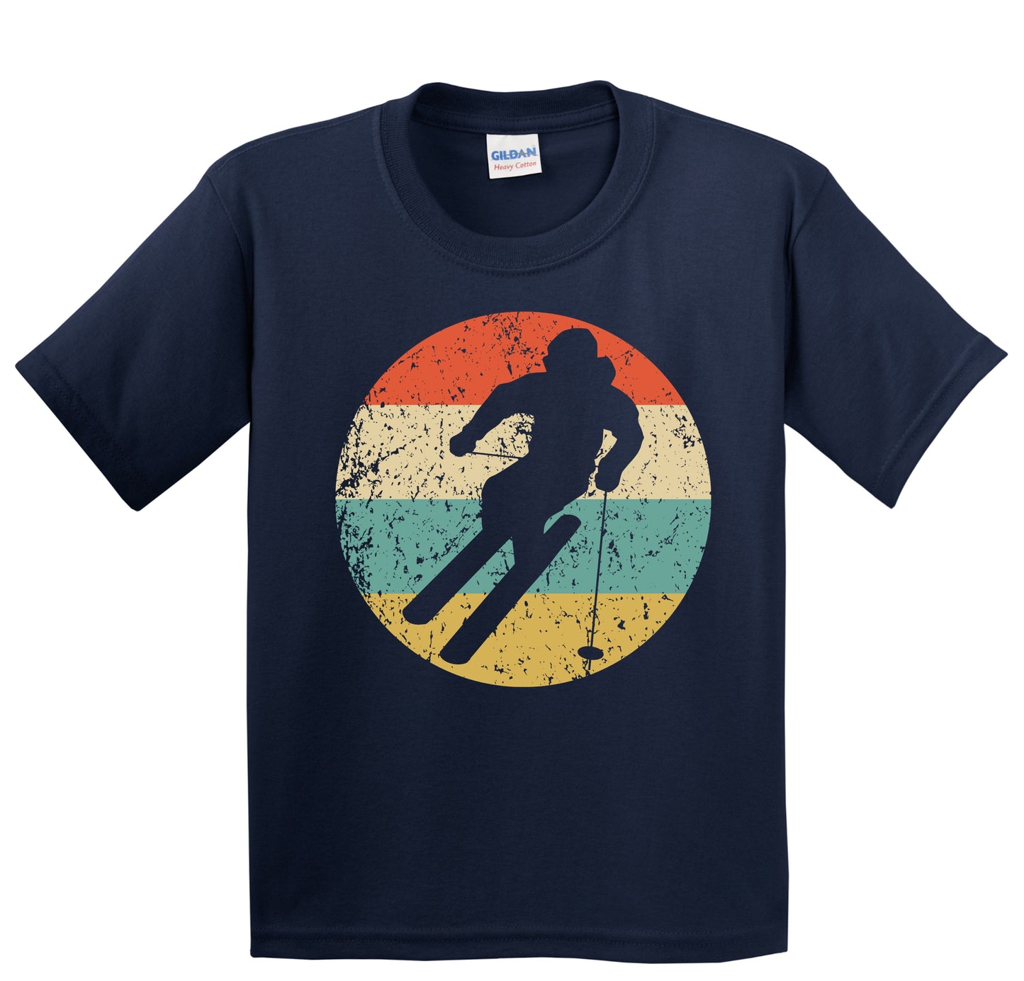 Downhill Skier Skiing Silhouette Retro Winter Sports Youth T-Shirt