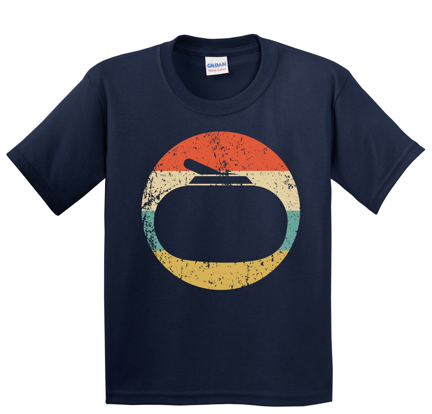 Curling Stone Silhouette Retro Winter Sports Youth T-Shirt