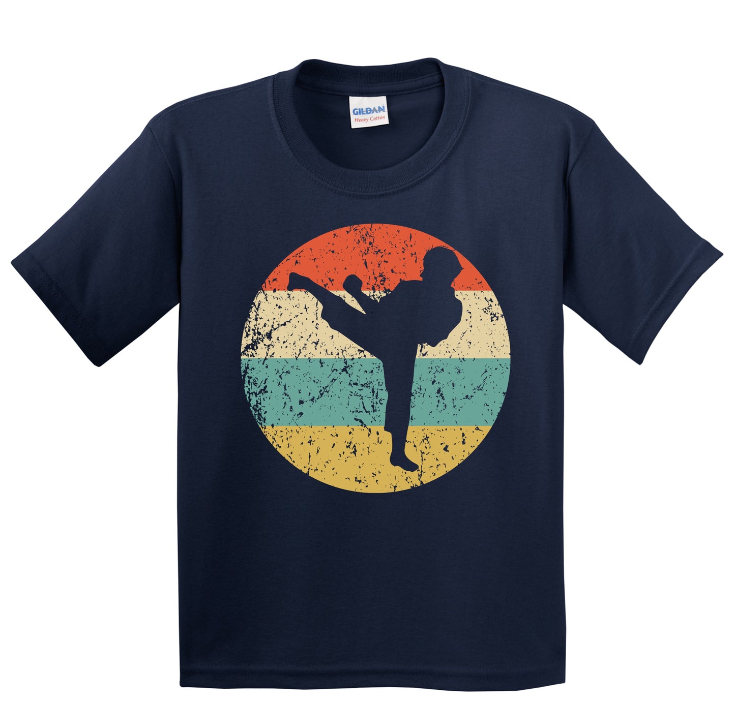 Taekwondo Karate Kick Silhouette Retro Martial Arts Youth T-Shirt