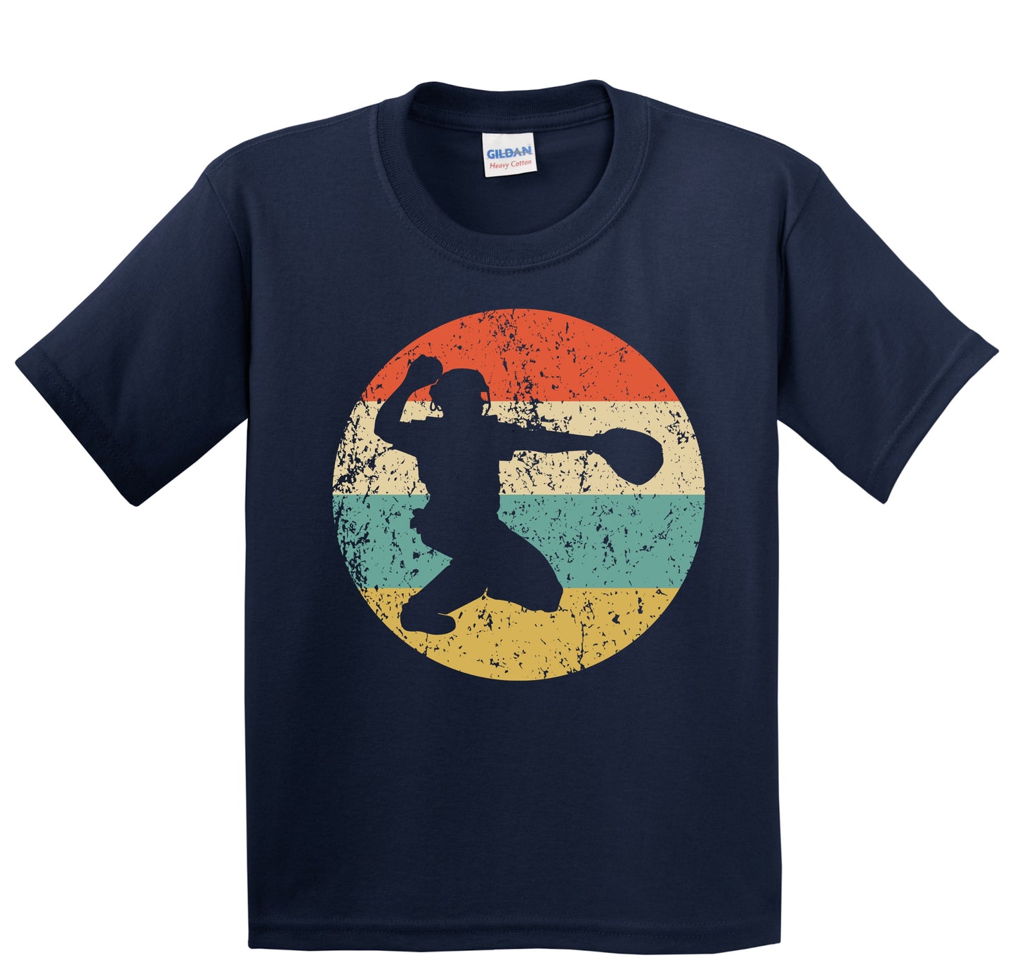 Baseball Player Catcher Silhouette Retro Sports Youth T-Shirt