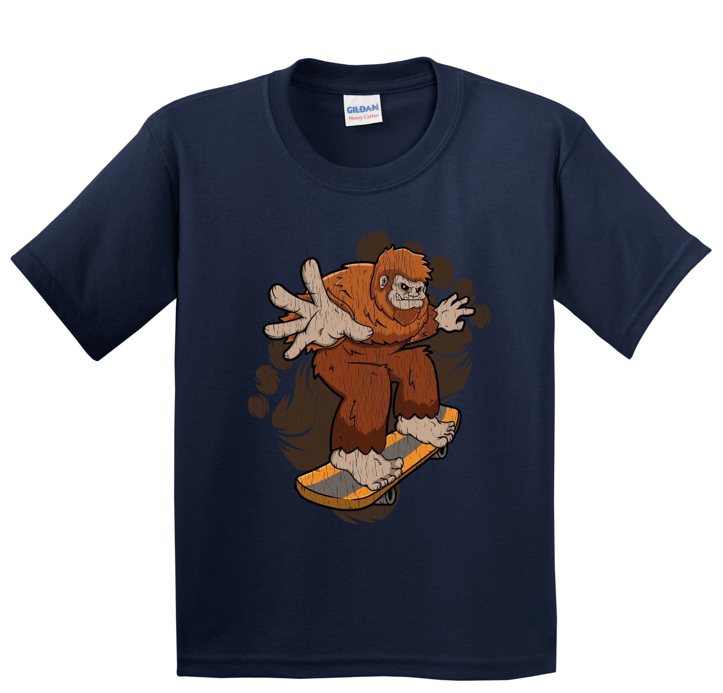 Kids Bigfoot Skateboarding Shirt - Sasquatch Riding Skateboard Youth T-Shirt