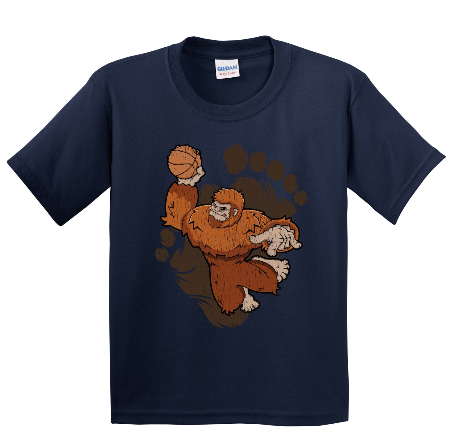 Kids Bigfoot Basketball Shirt - Sasquatch Dunking Youth T-Shirt