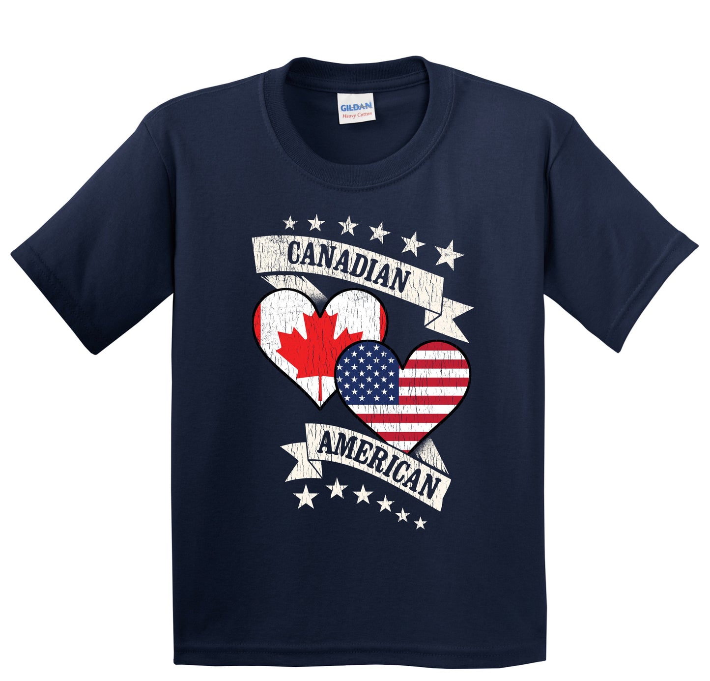 Canadian American Heart Flags Canada America Youth T-Shirt