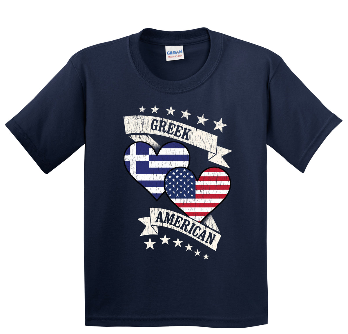 Greek American Heart Flags Greece America Youth T-Shirt