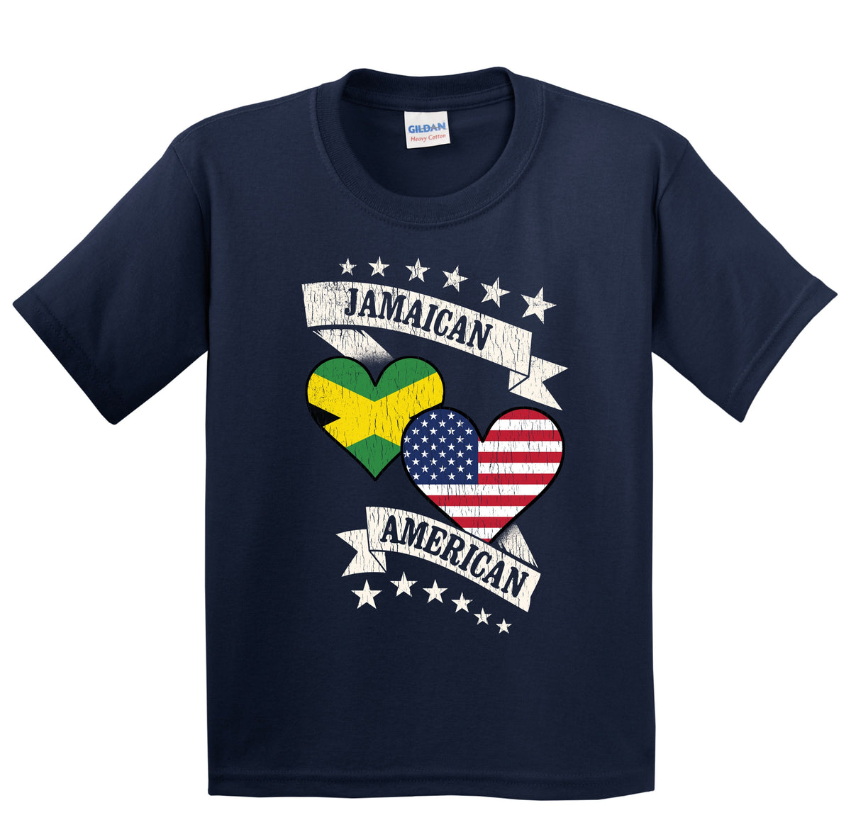 Jamaican American Heart Flags Jamaica America Youth T-Shirt