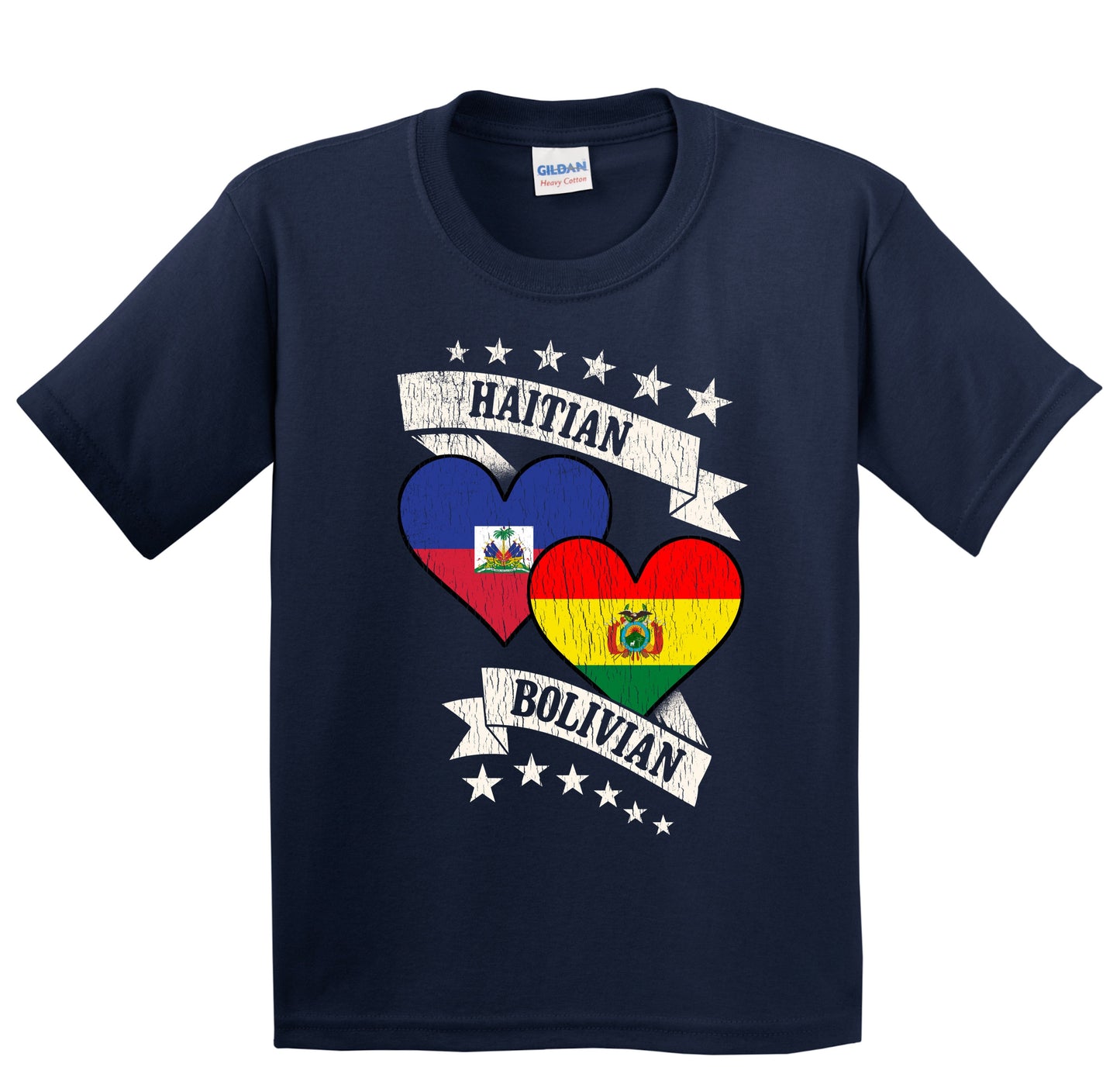 Haitian Bolivian Heart Flags Haiti Bolivia Youth T-Shirt