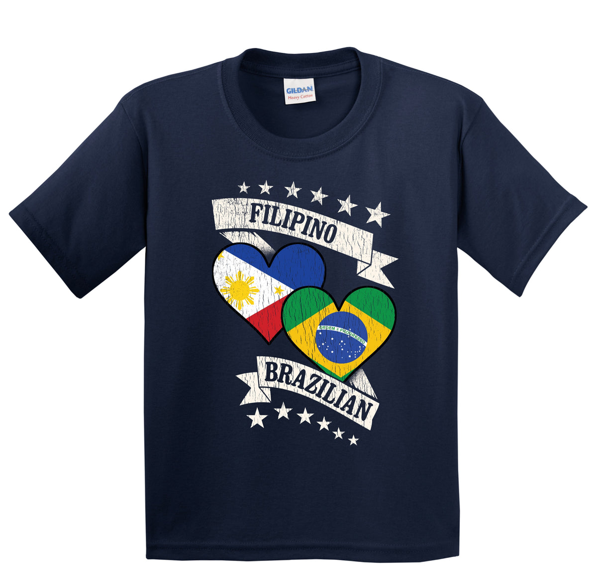 Filipino Brazilian Heart Flags Philippines Brazil Youth T-Shirt