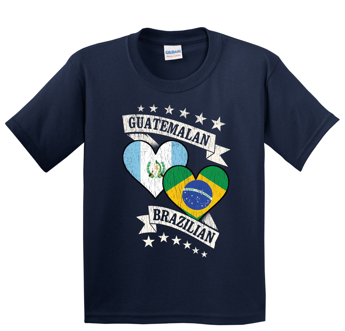 Guatemalan Brazilian Heart Flags Guatemala Brazil Youth T-Shirt
