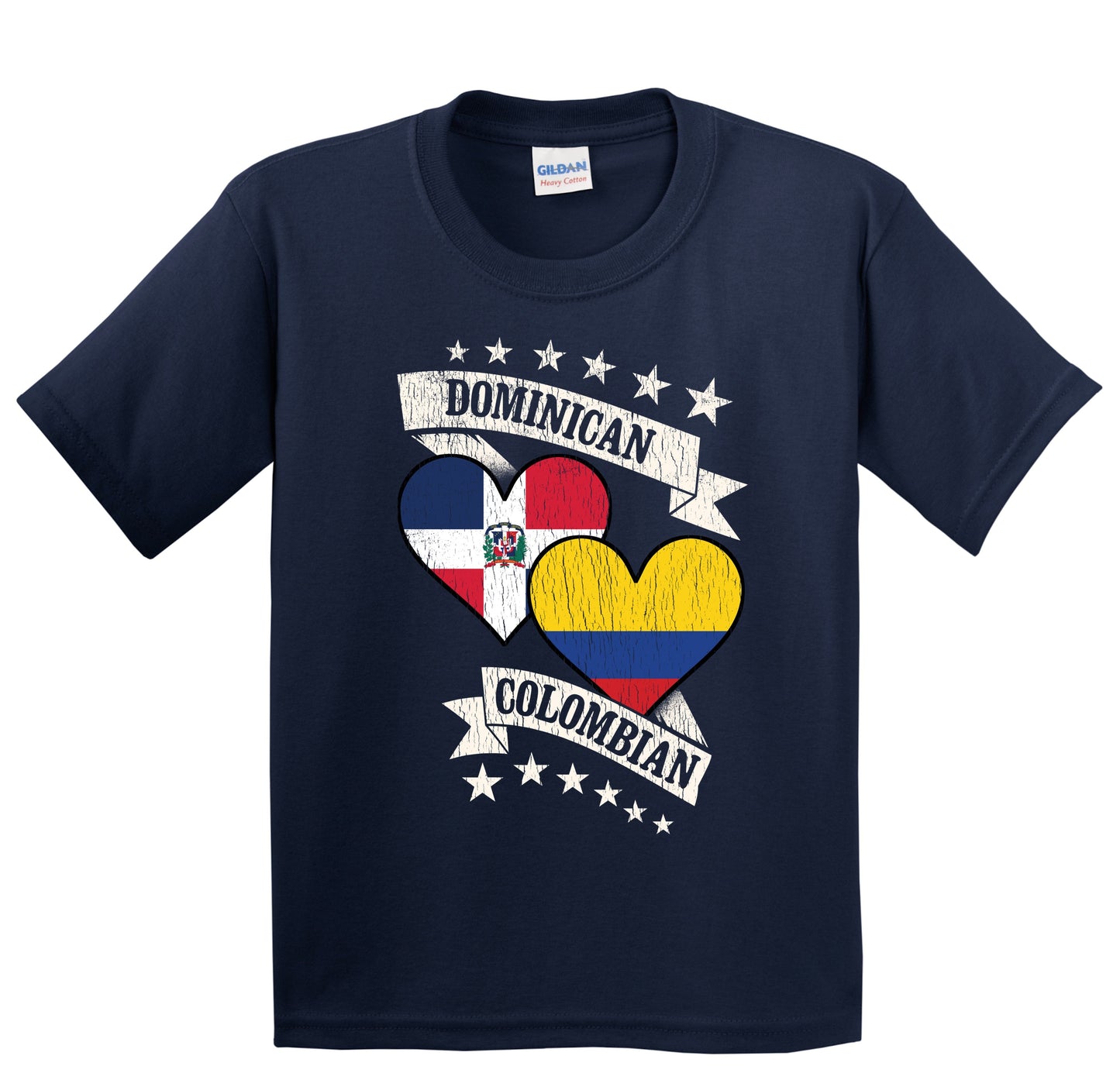 Dominican Colombian Heart Flags Dominican Republic Colombia Youth T-Shirt