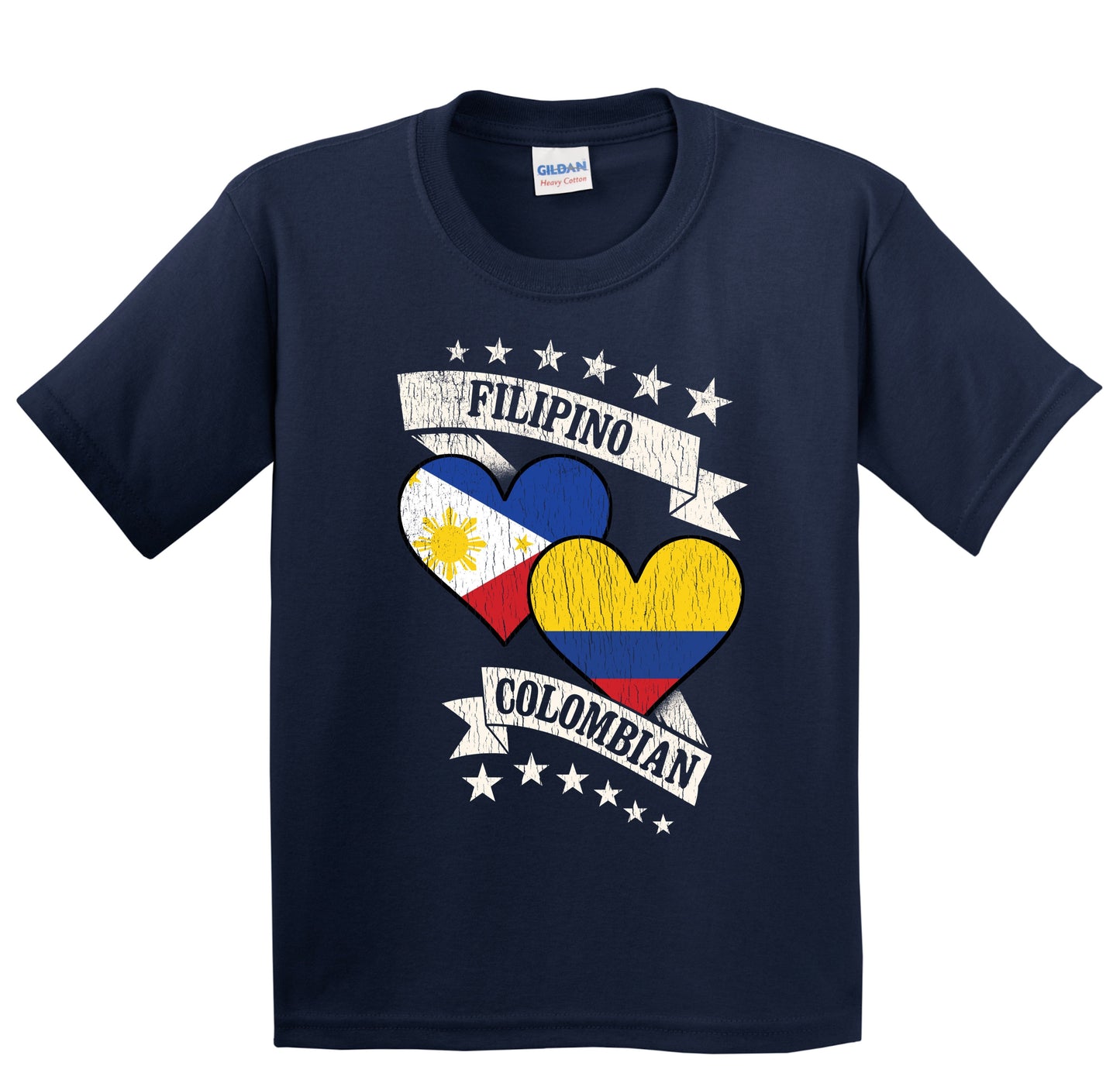 Filipino Colombian Heart Flags Philippines Colombia Youth T-Shirt