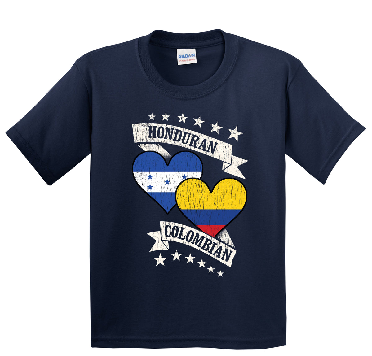 Honduran Colombian Heart Flags Honduras Colombia Youth T-Shirt
