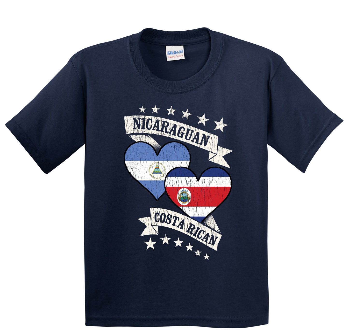 Nicaraguan Costa Rican Heart Flags Nicaragua Costa Rica Youth T-Shirt