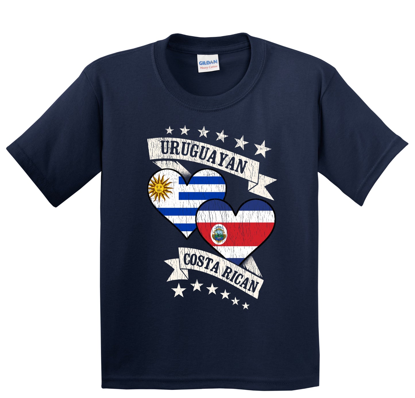 Uruguayan Costa Rican Heart Flags Uruguay Costa Rica Youth T-Shirt