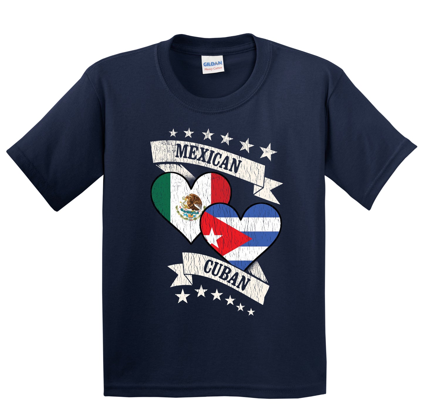 Mexican Cuban Heart Flags Mexico Cuba Youth T-Shirt