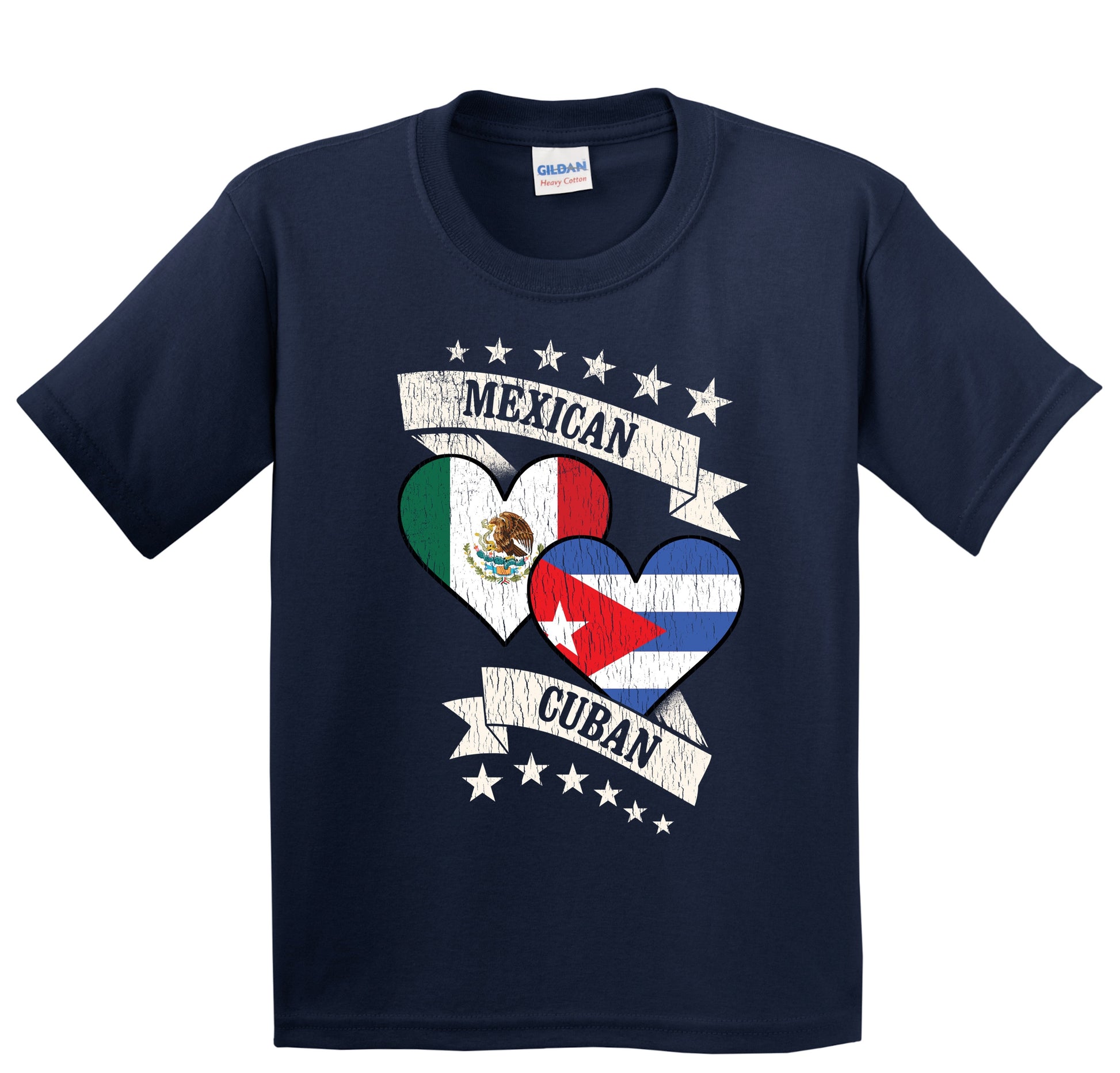 Mexican Cuban Heart Flags Mexico Cuba Youth T-Shirt
