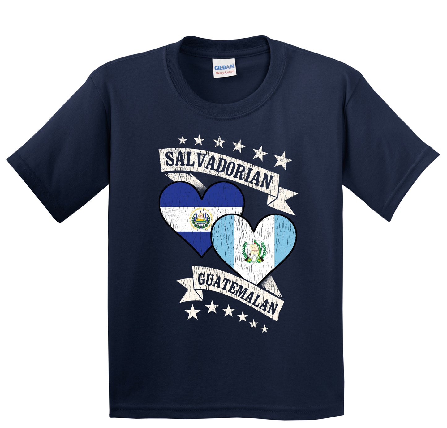 Salvadorian Guatemalan Heart Flags El Salvador Guatemala Youth T-Shirt
