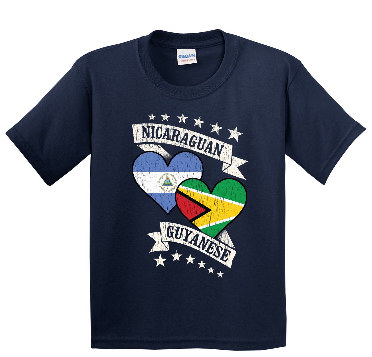 Nicaraguan Guyanese Heart Flags Nicaragua Guyana Youth T-Shirt