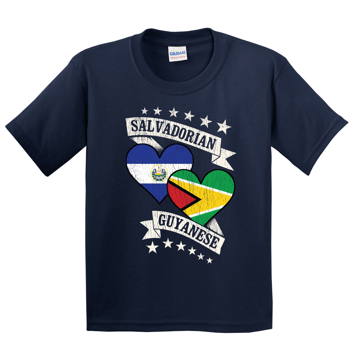 Salvadorian Guyanese Heart Flags El Salvador Guyana Youth T-Shirt