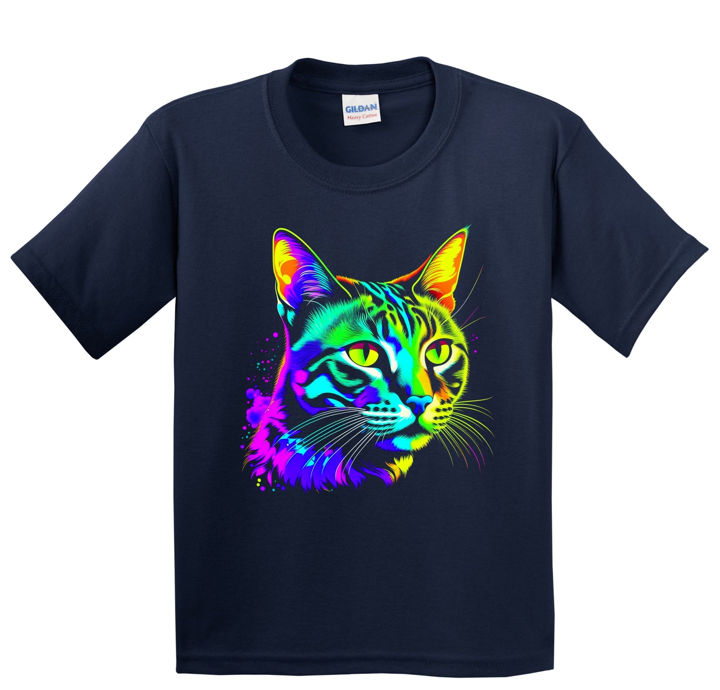 Colorful Bright Bengal Cat Vibrant Psychedelic Cat Art Youth T-Shirt