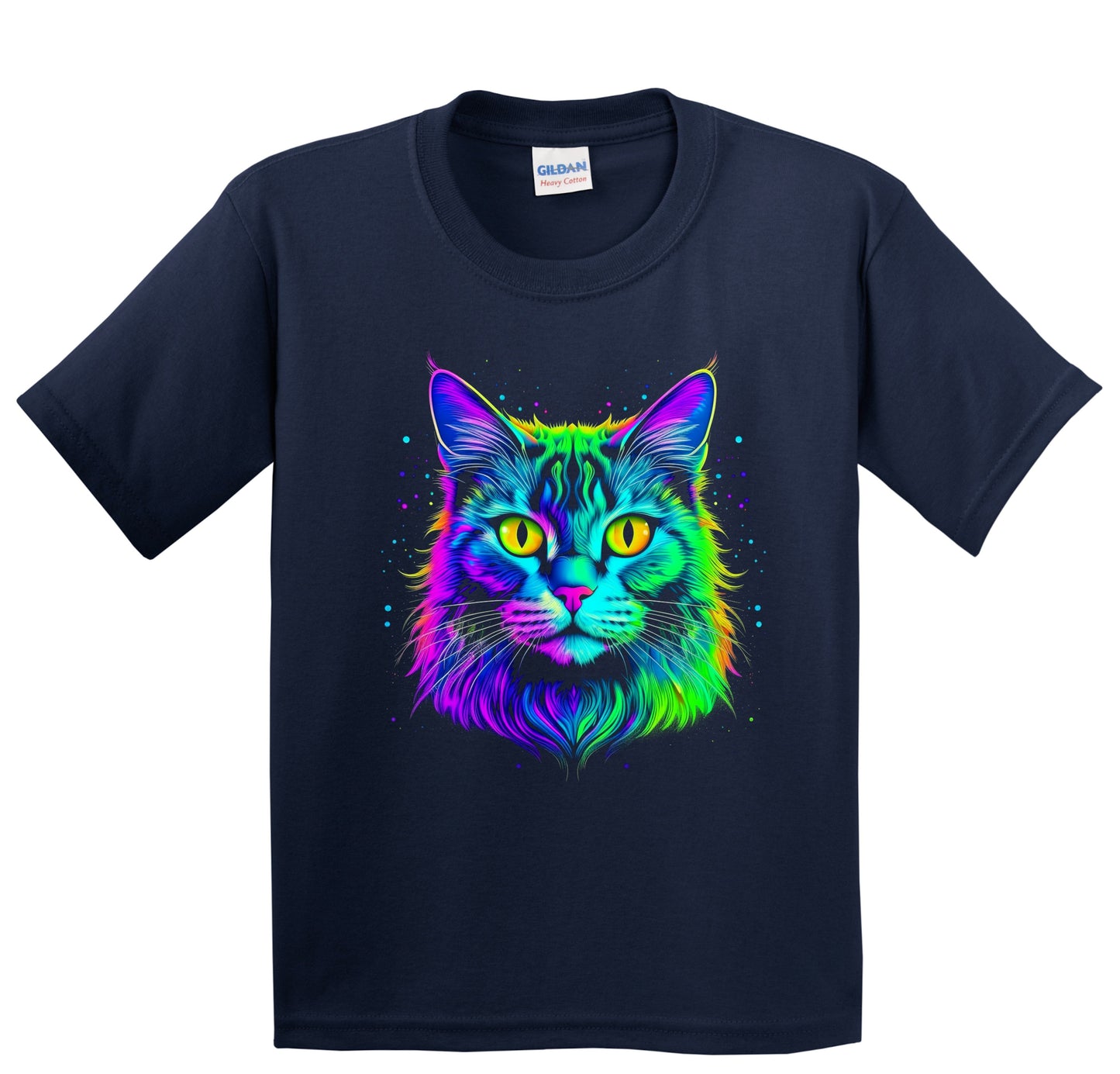 Colorful Bright Turkish Angora Cat Vibrant Psychedelic Art Youth T-Shirt