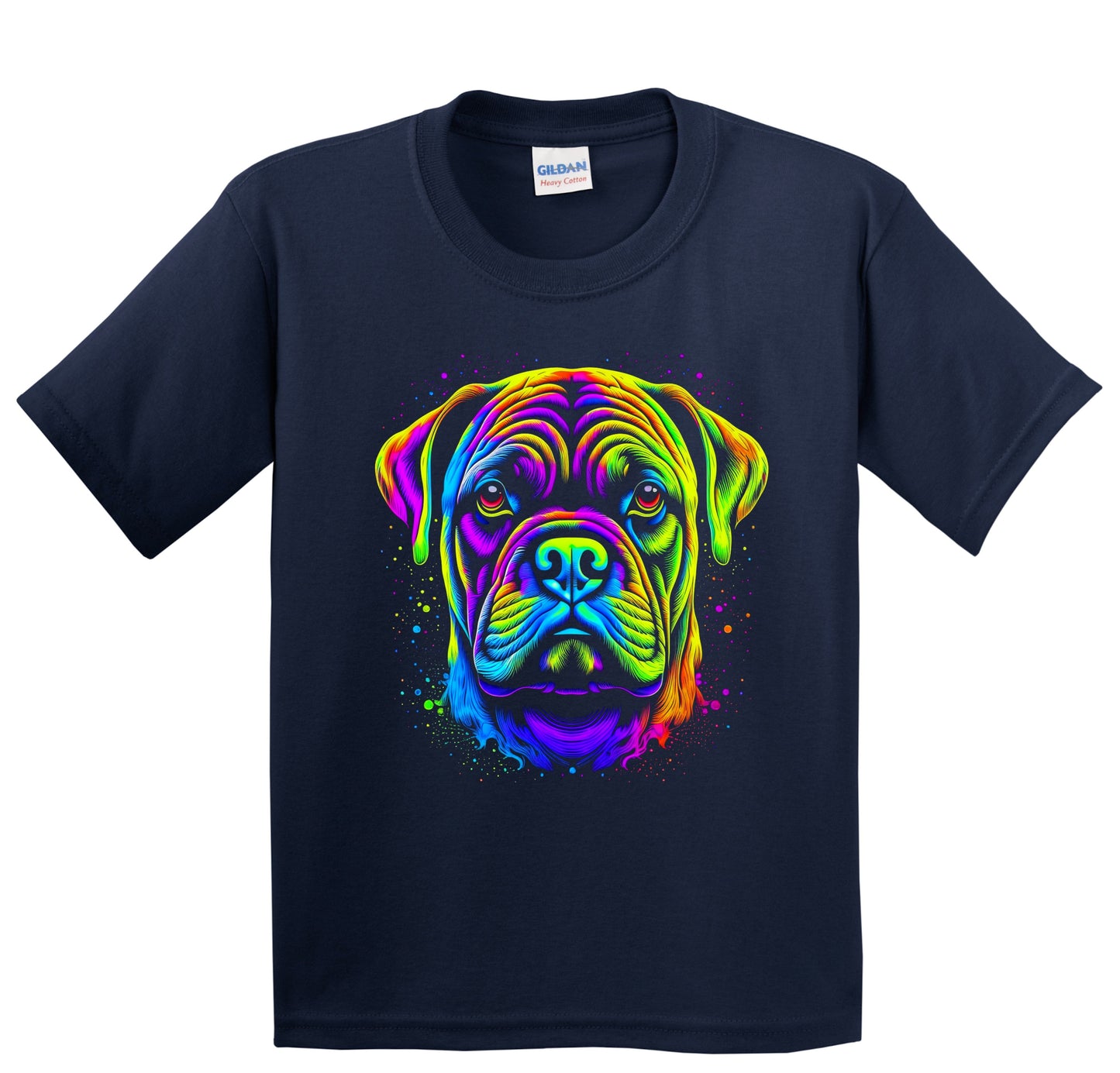 Colorful Bright Bullmastiff Vibrant Psychedelic Dog Art Youth T-Shirt