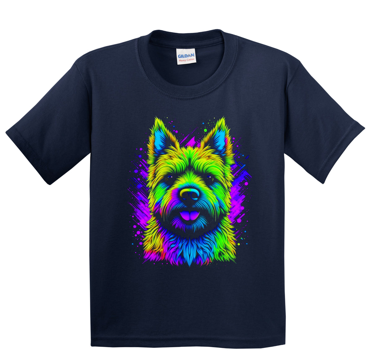 Colorful Bright Cairn Terrier Vibrant Psychedelic Dog Art Youth T-Shirt