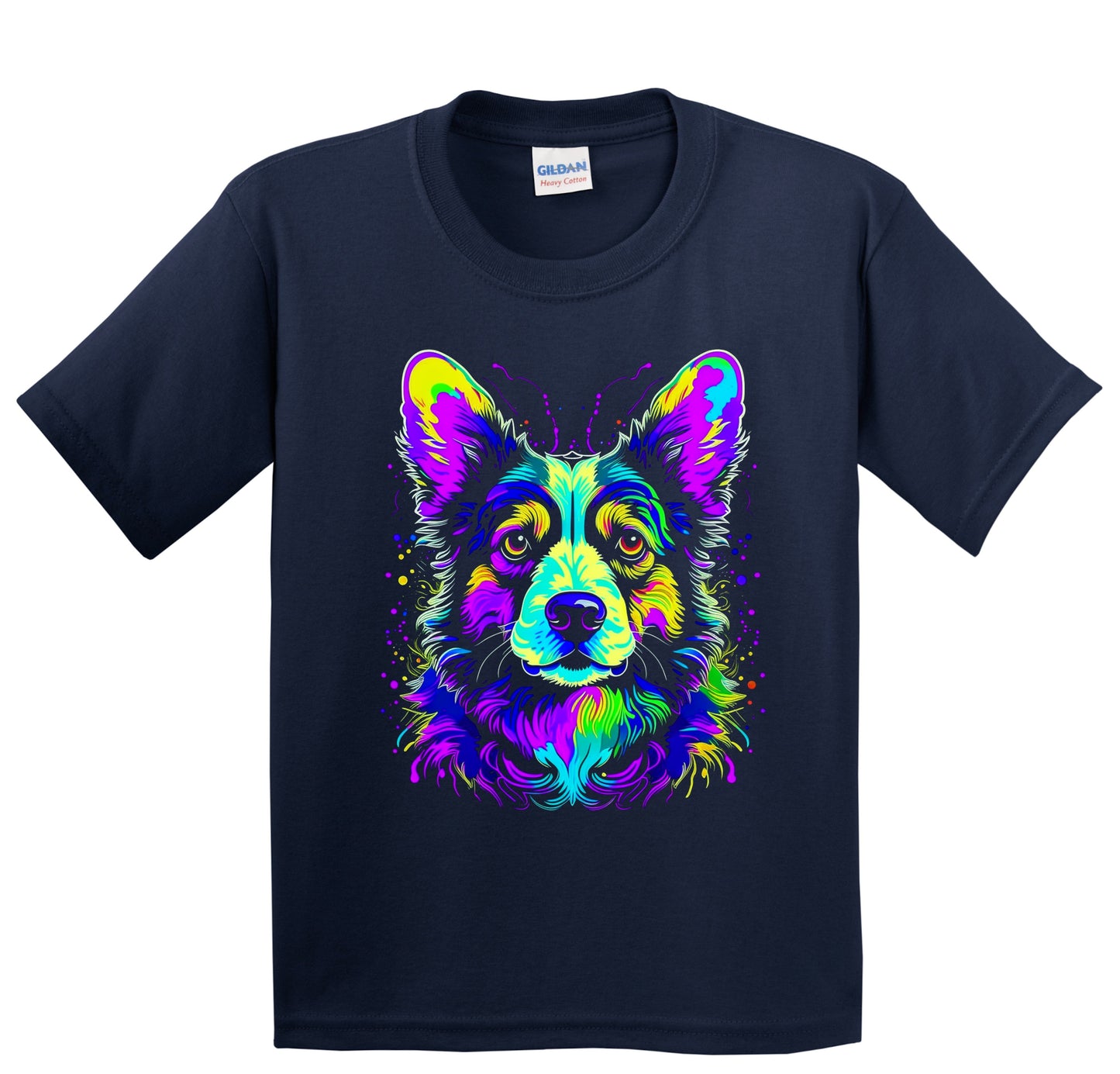 Colorful Bright Cardigan Welsh Corgi Vibrant Psychedelic Art Youth T-Shirt