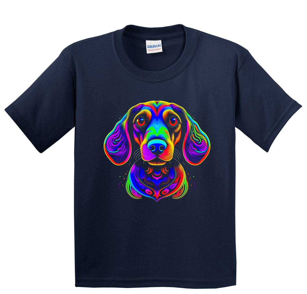 Colorful Bright Dachshund Vibrant Psychedelic Dog Art Youth T-Shirt
