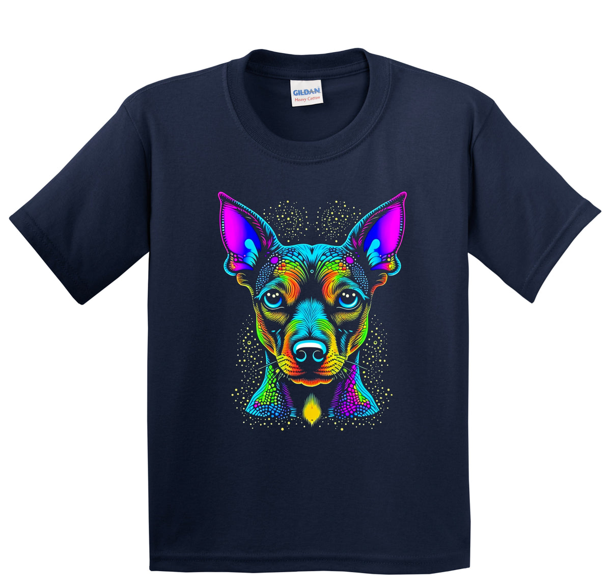 Colorful Bright Miniature Pinscher Vibrant Psychedelic Art Youth T-Shirt