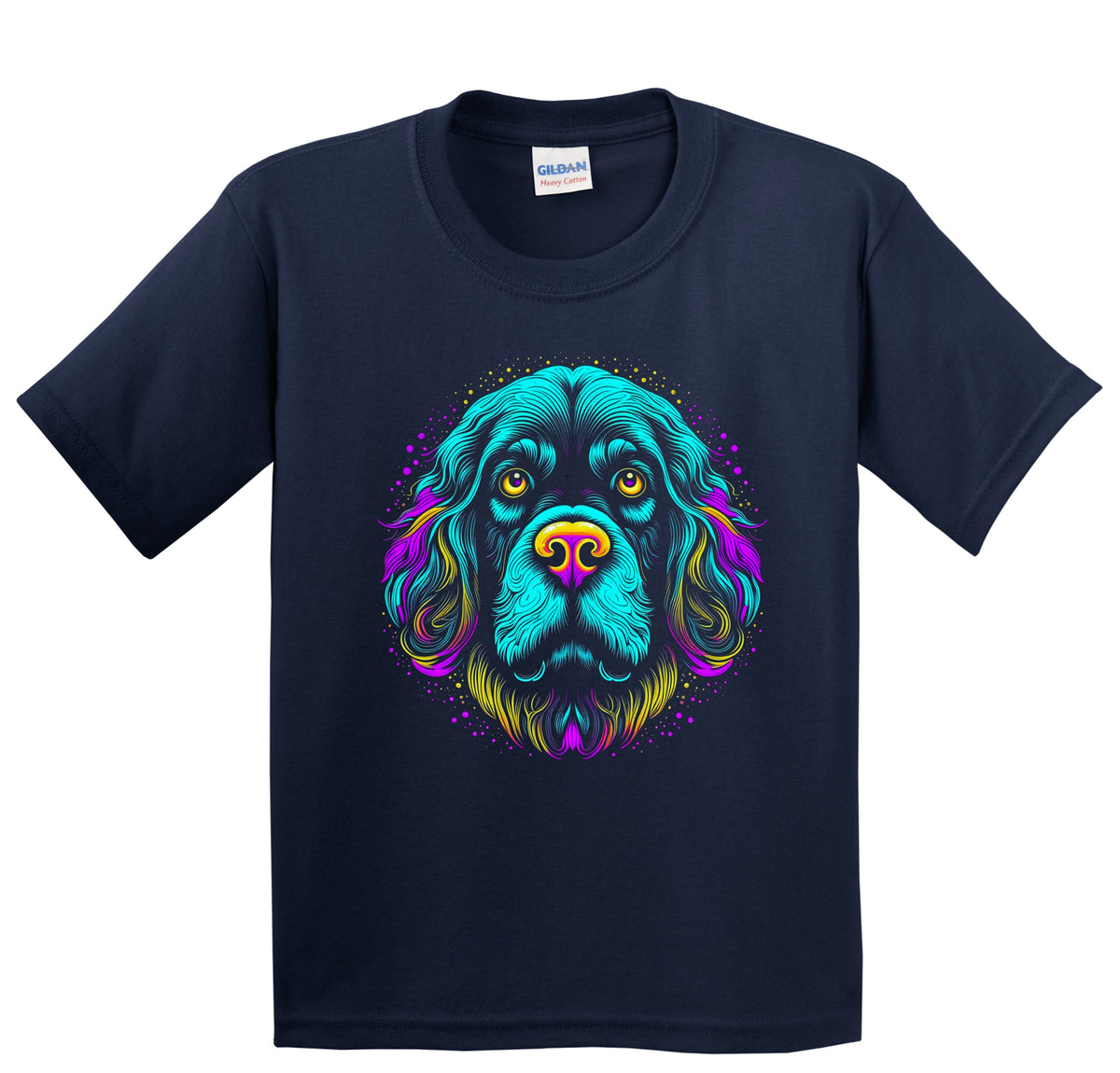 Colorful Bright Newfoundland Vibrant Psychedelic Dog Art Youth T-Shirt
