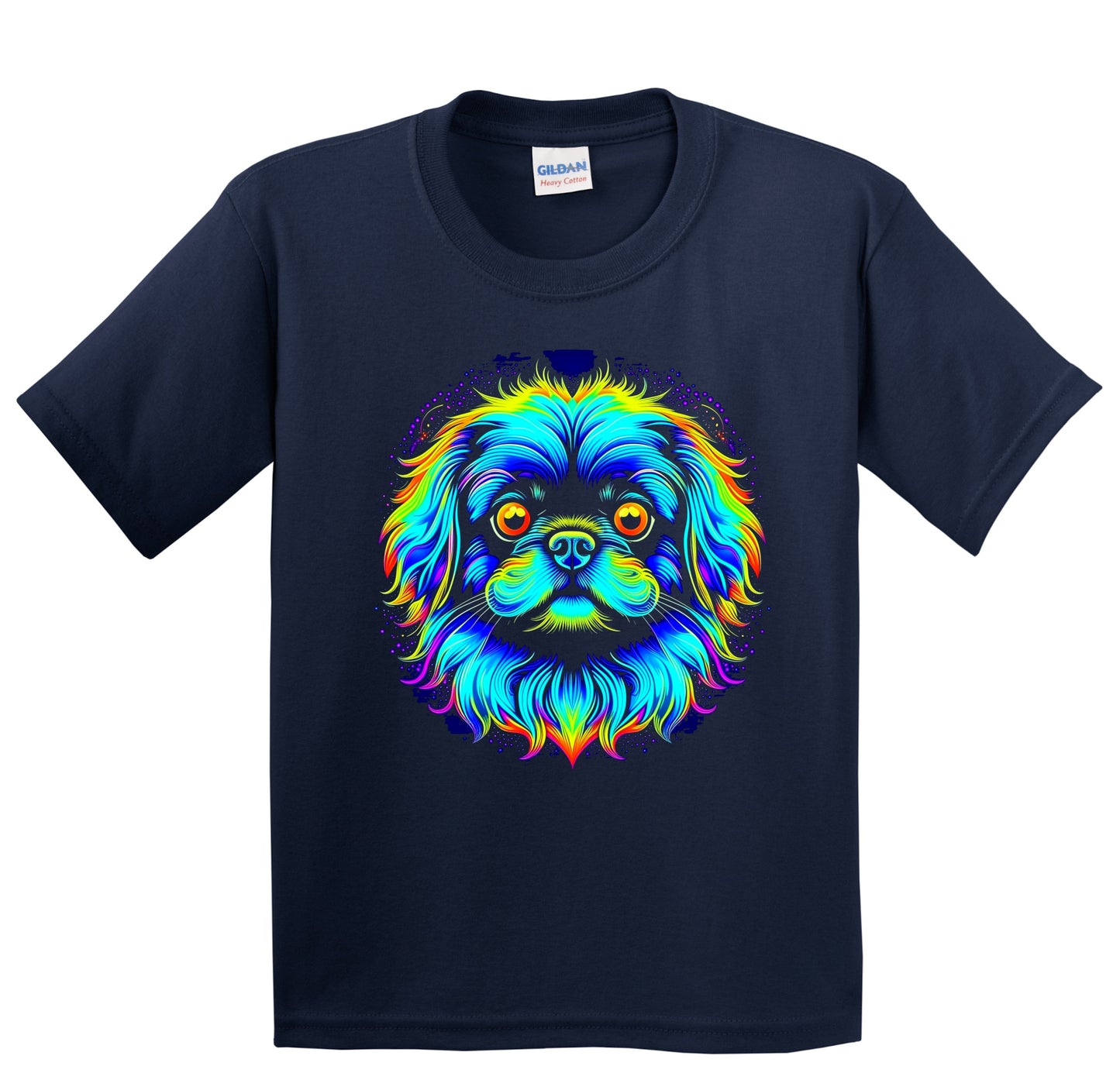 Colorful Bright Pekingese Vibrant Psychedelic Dog Art Youth T-Shirt