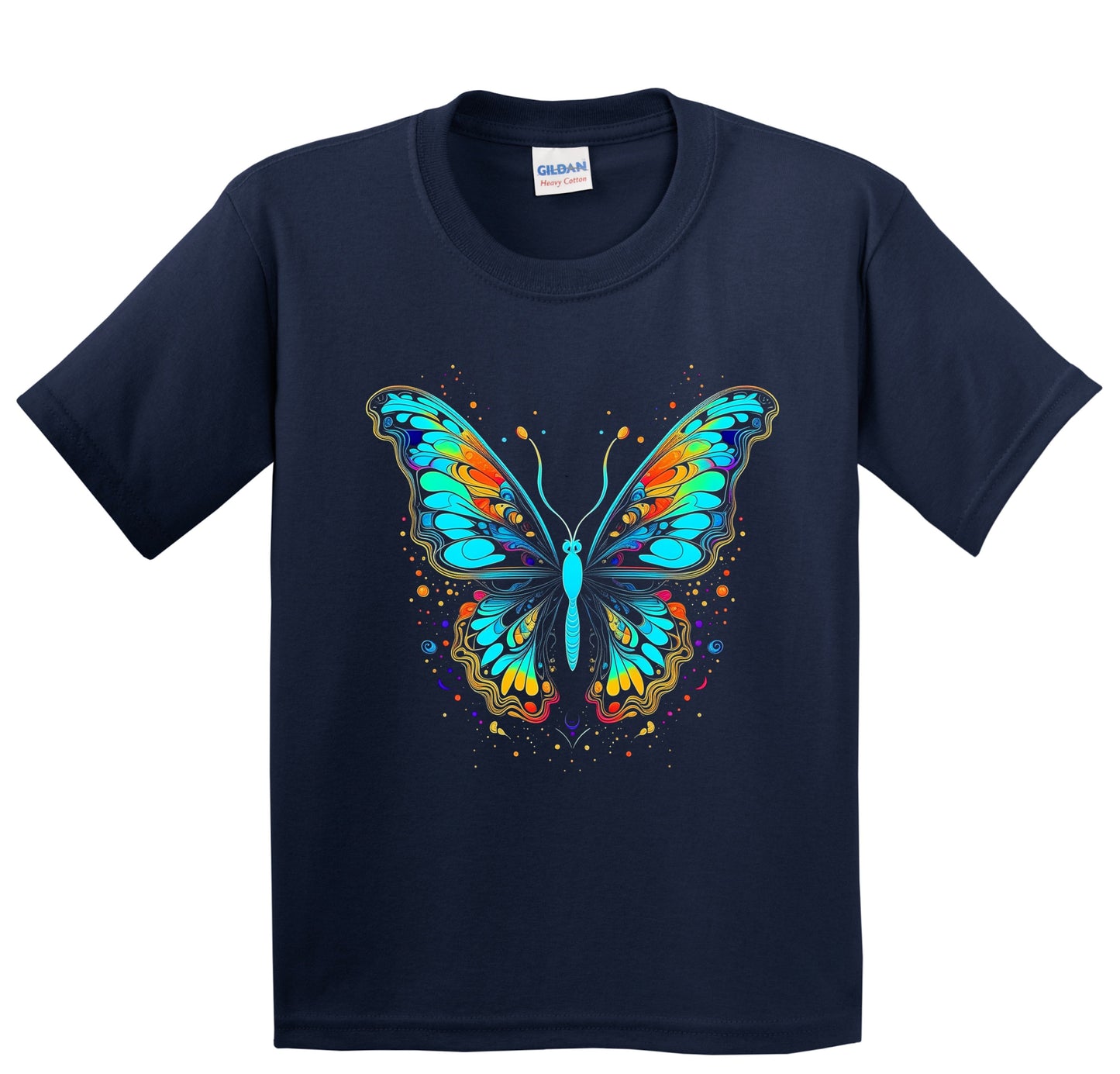 Colorful Bright Butterfly Vibrant Psychedelic Animal Art Youth T-Shirt
