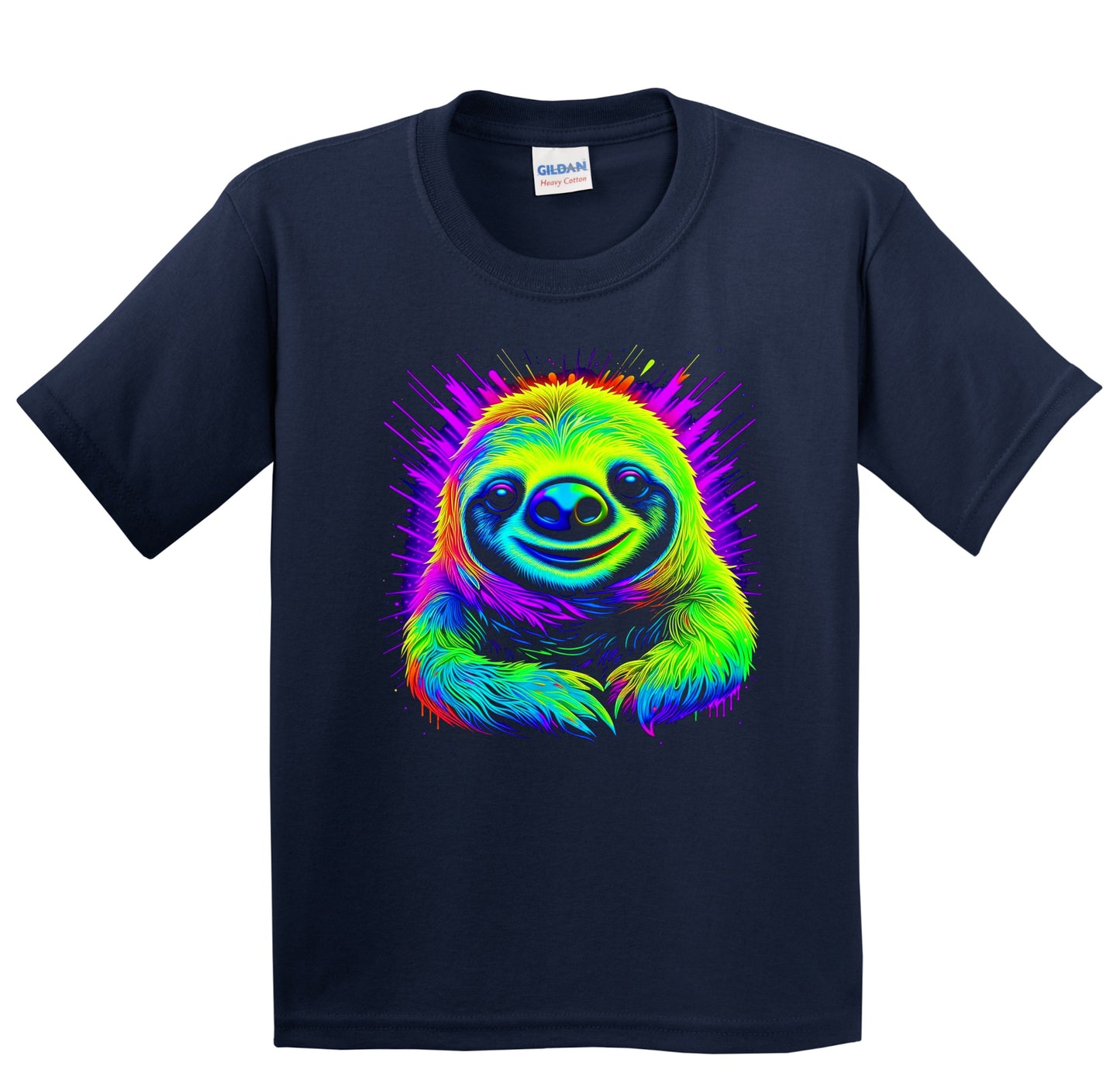 Colorful Bright Sloth Vibrant Psychedelic Animal Art Youth T-Shirt